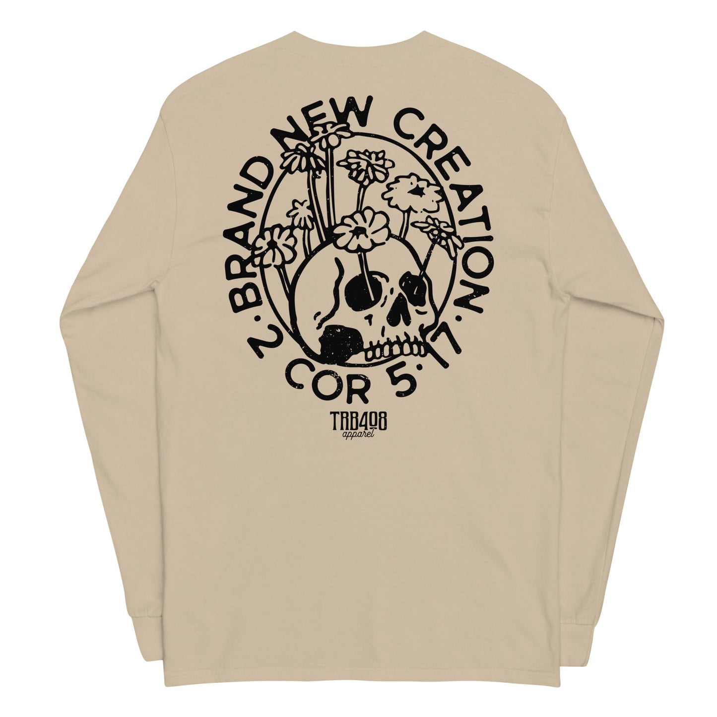 Sand long sleeve Brand New Creation Tee, Back, Christian Apparel