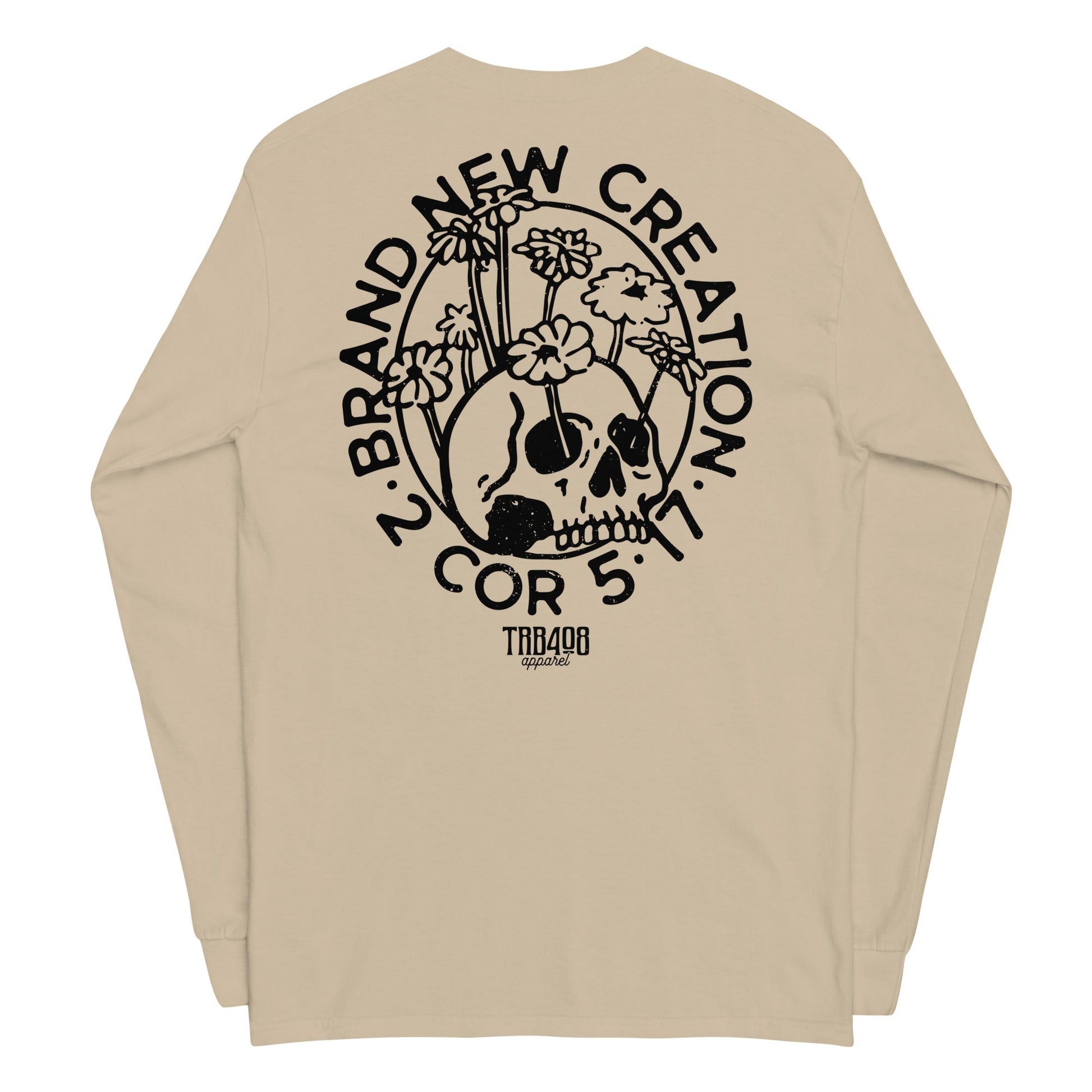 Sand long sleeve Brand New Creation Tee, Back, Christian Apparel