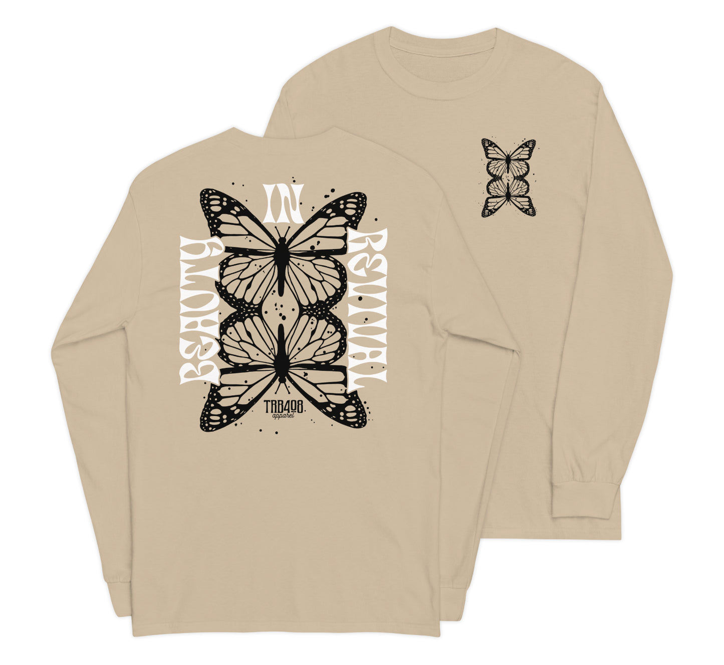 Sand long sleeve Butterfly Tee, Back, Christian Apparel