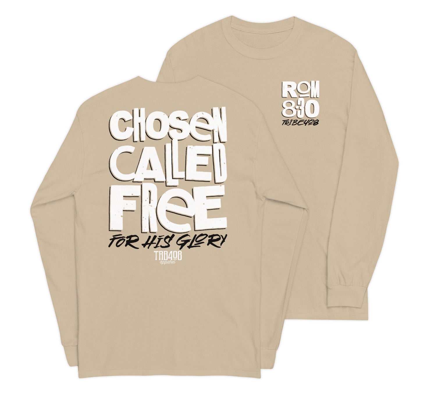 Sand long sleeve CCFG Tee, Front and Back, Christian Apparel