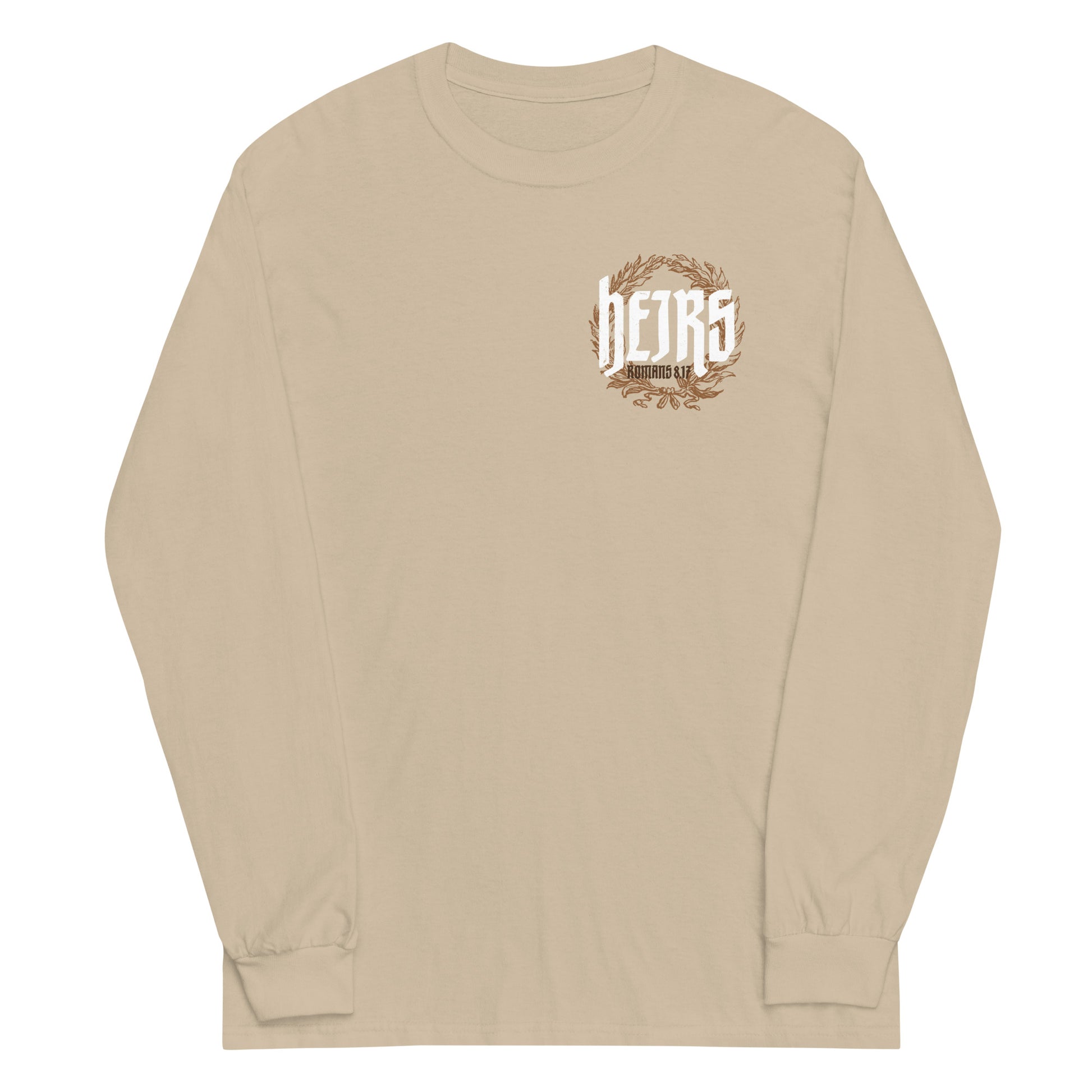 Sand long sleeve Heirs Tee, Front, Christian Apparel