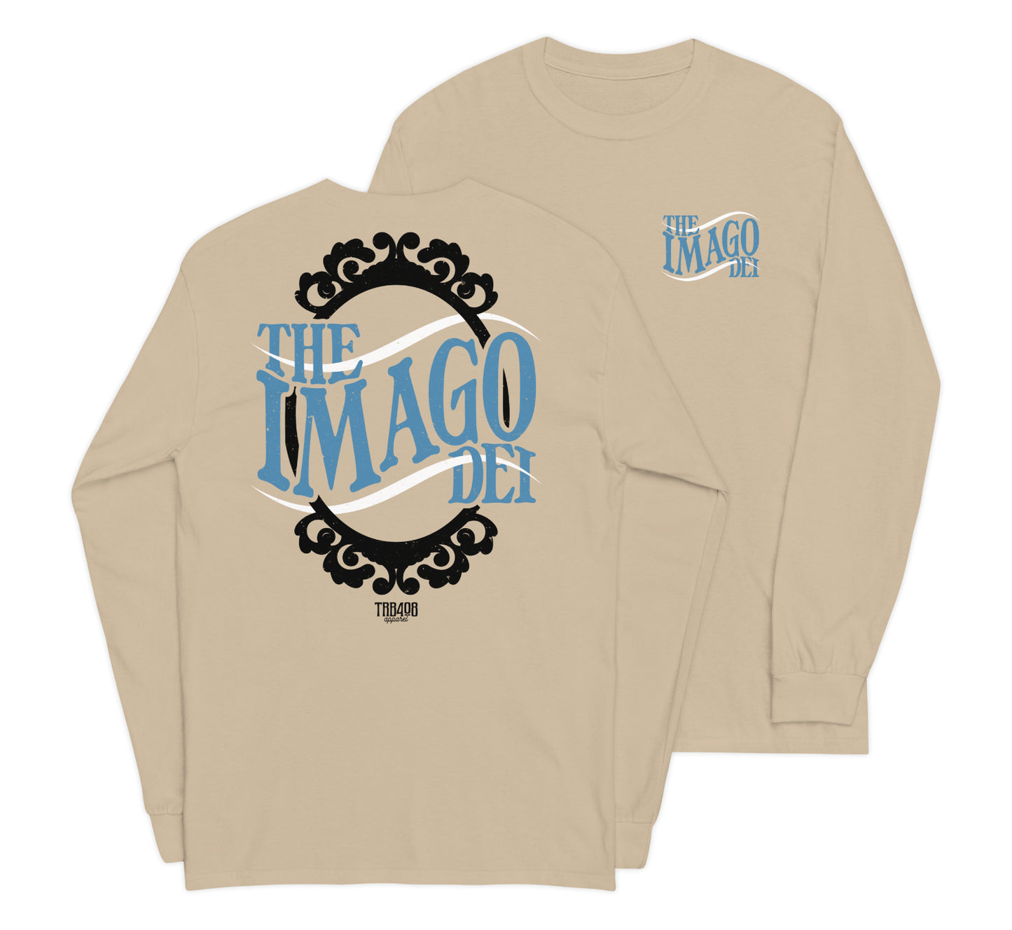 Sand long sleeve The Imago Dei Tee, Front and Back, Christian Apparel