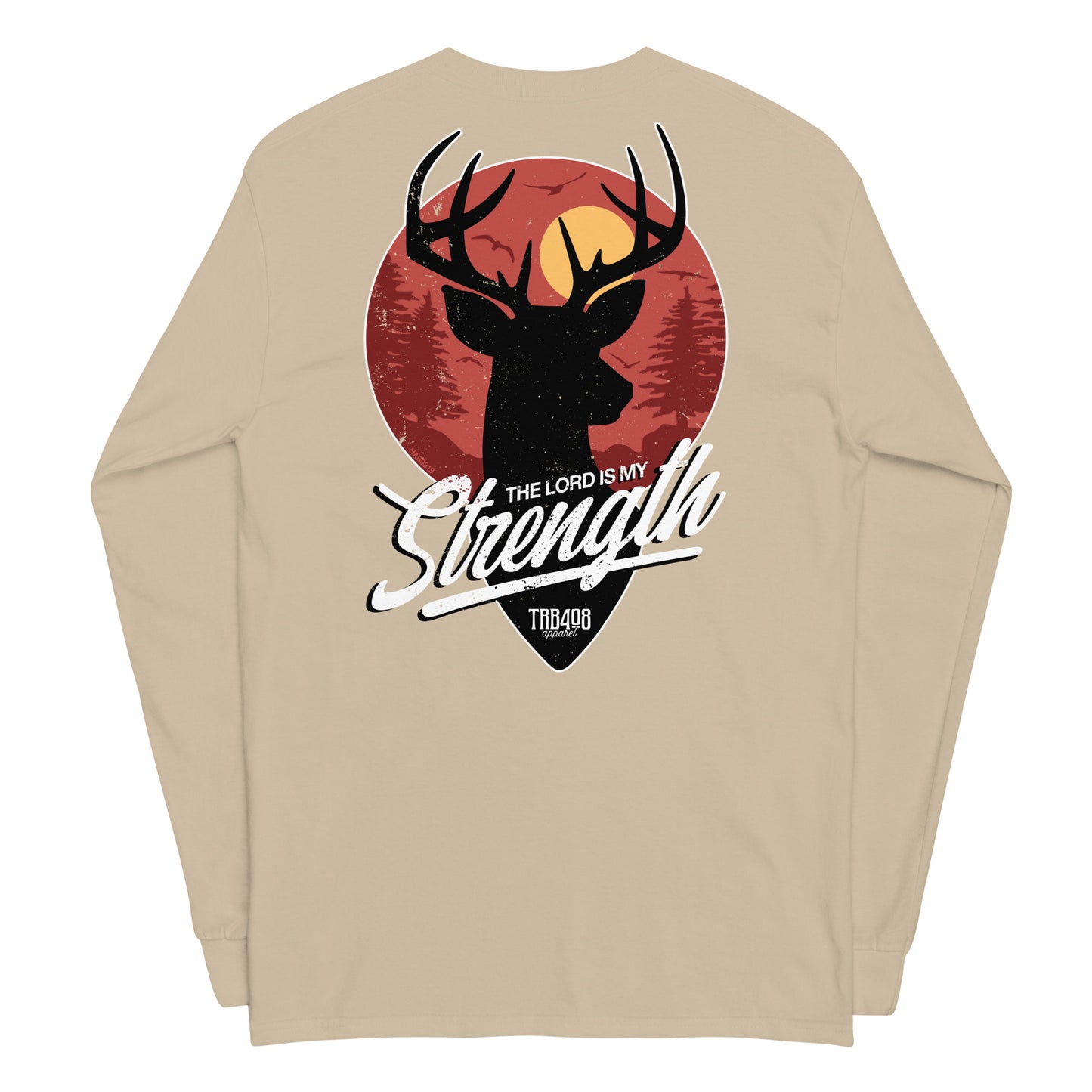 Sand long sleeve My Strength Tee, Back, Christian Apparel