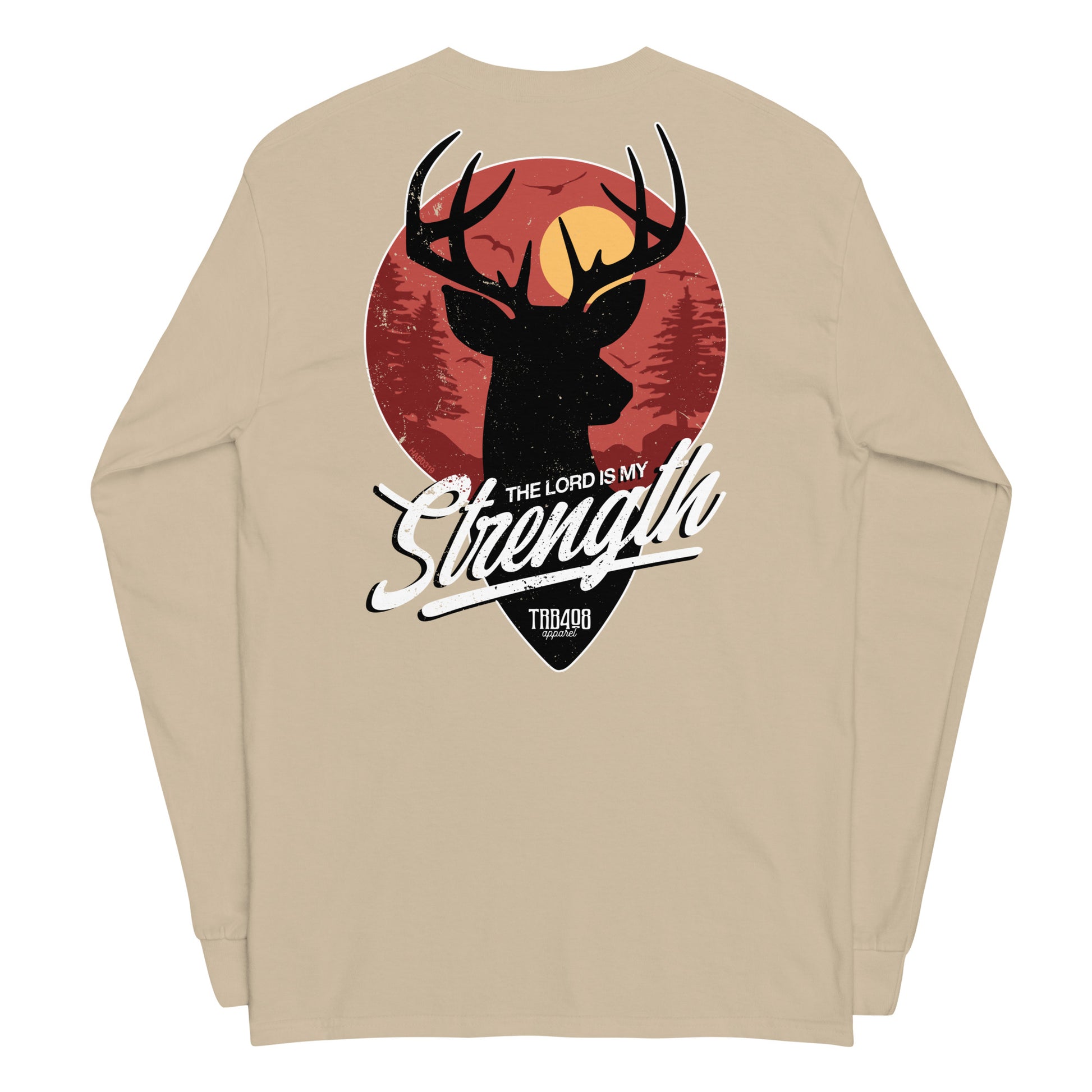 Sand long sleeve My Strength Tee, Back, Christian Apparel
