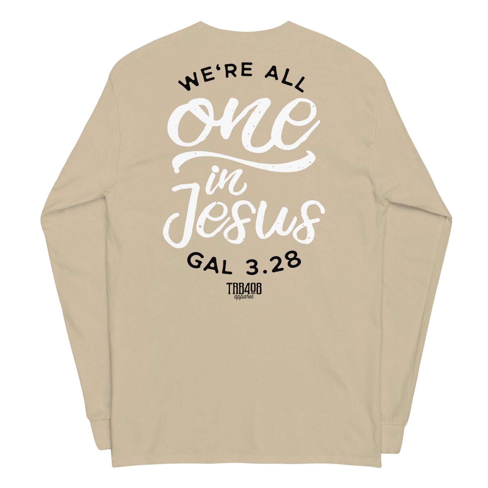 Sand long sleeve One In Jesus Tee, Back, Christian Apparel