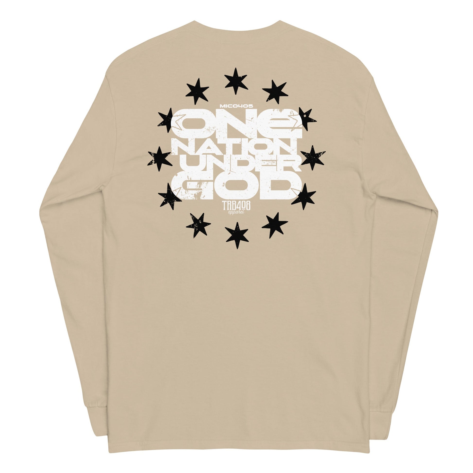 Sand long sleeve One Nation Star Ring Tee, Back, Christian Apparel