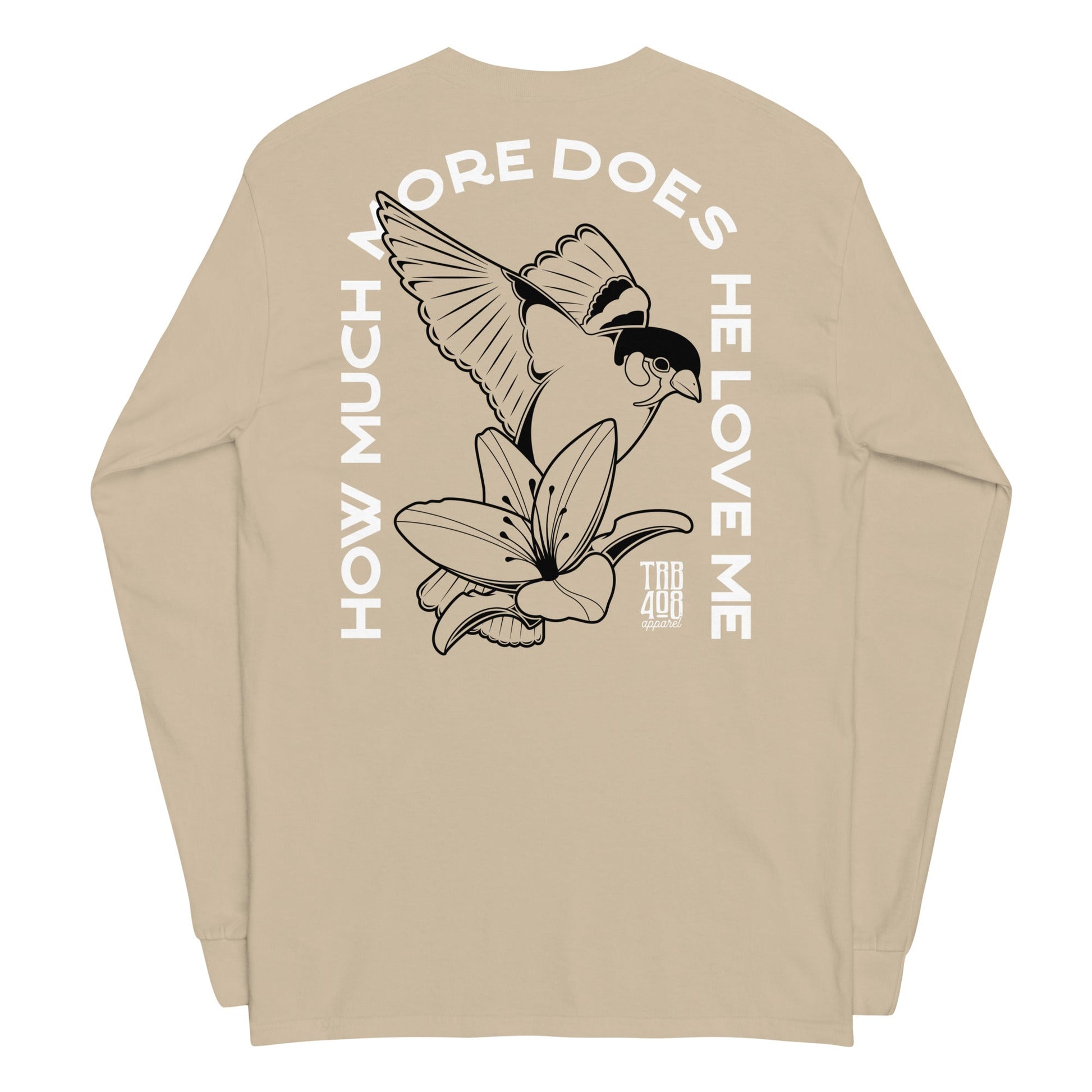 Sand long sleeve Sparrow & Lily Tee, Back, Christian Apparel