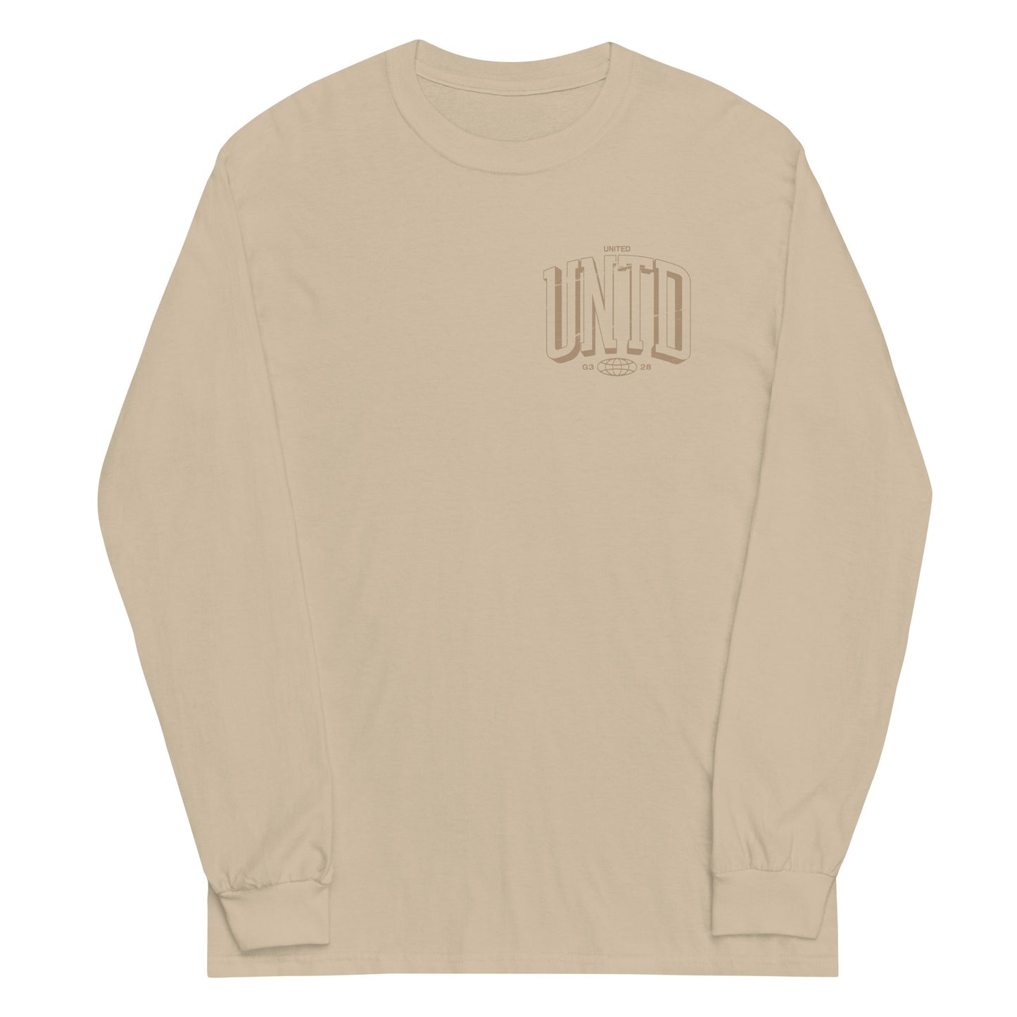 Sand long sleeve Tall UNTD Tee, Front, Christian Apparel