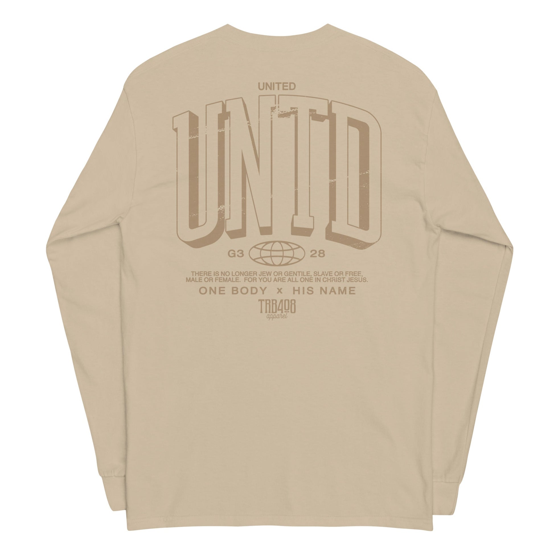 Sand long sleeve The Tall UNTD Tee, Back, Christian Apparel