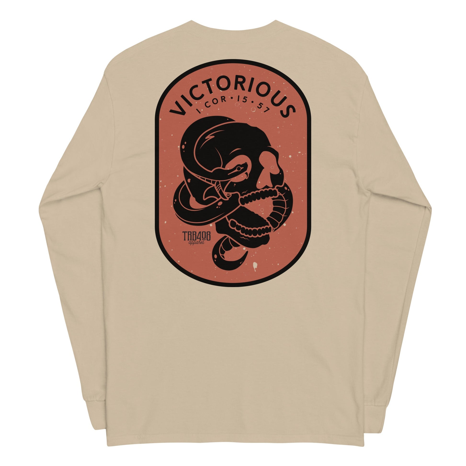 Sand long sleeve Victorious Tee, Back, Christian Apparel