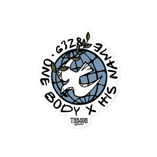 The G328 Globe Sticker, Front, Christian Apparel