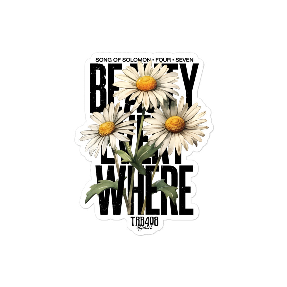 Beauty Everywhere Sticker, Front, Christian Apparel