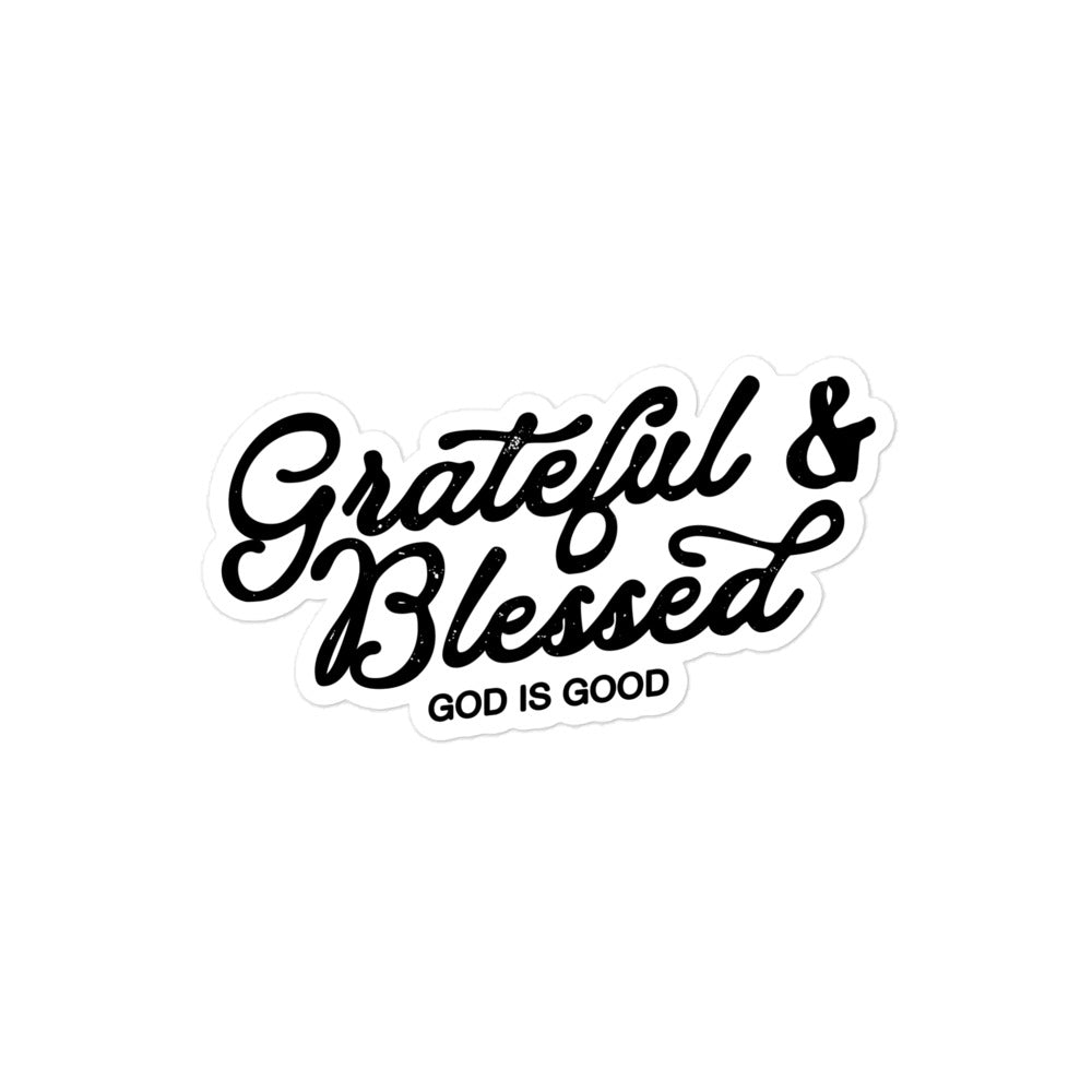 Grateful & Blessed Sticker, Front, Christian Apparel