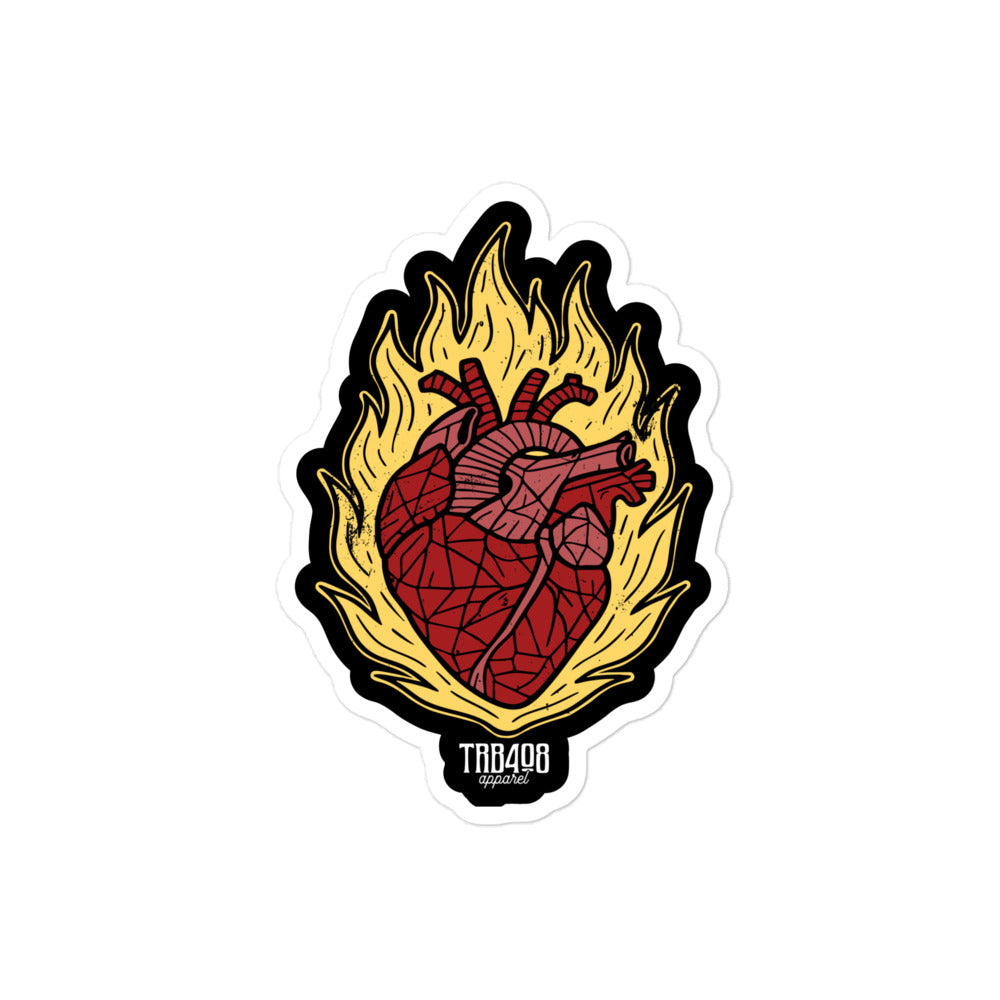 Heart On Fire Sticker, Front, Christian Apparel