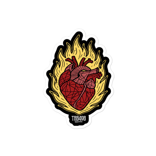 Heart On Fire Sticker, Front, Christian Apparel