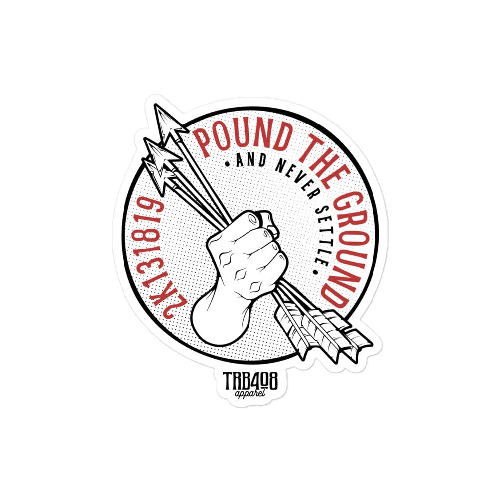 The Never Settle Sticker, Front, Christian Apparel