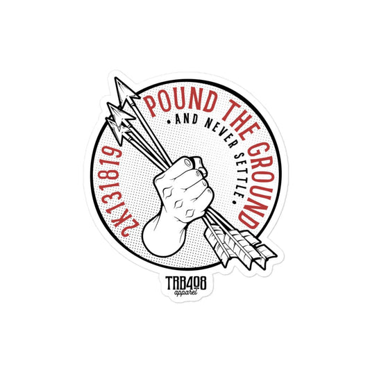 The Never Settle Sticker, Front, Christian Apparel