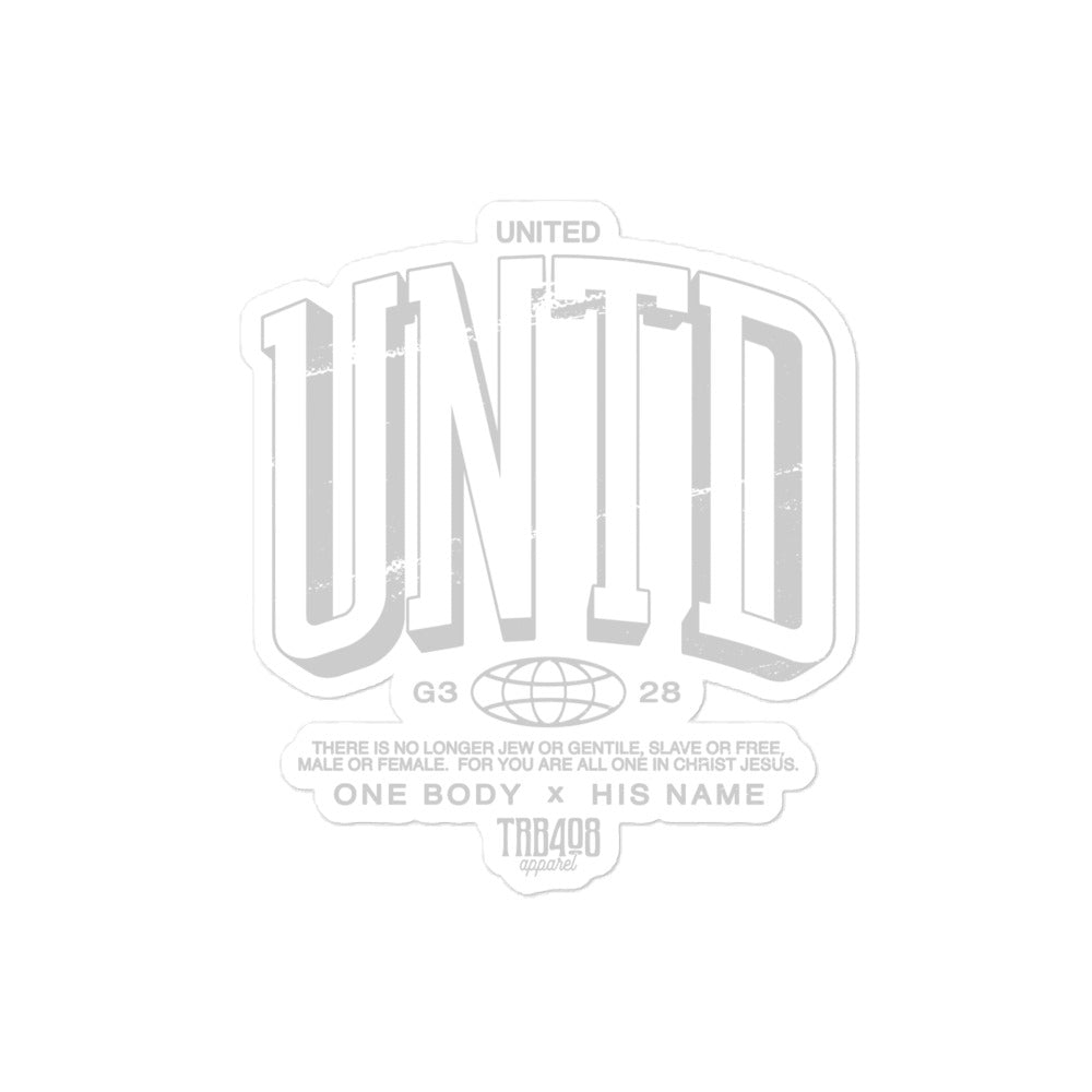 The Tall UNTD Sticker, Front, Christian Apparel