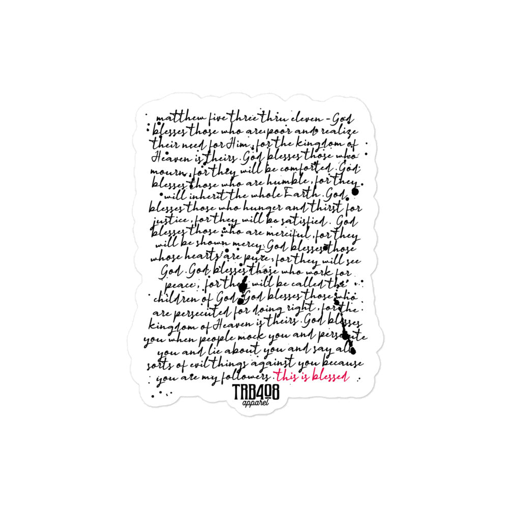 The This Is Blessed Sticker, Front, Christian Apparel