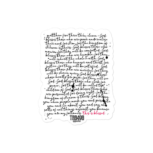 The This Is Blessed Sticker, Front, Christian Apparel