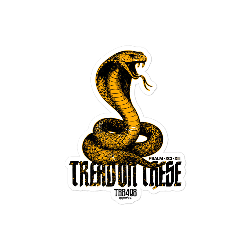 The Tread On These (COBRA) Sticker, Front, Christian Apparel