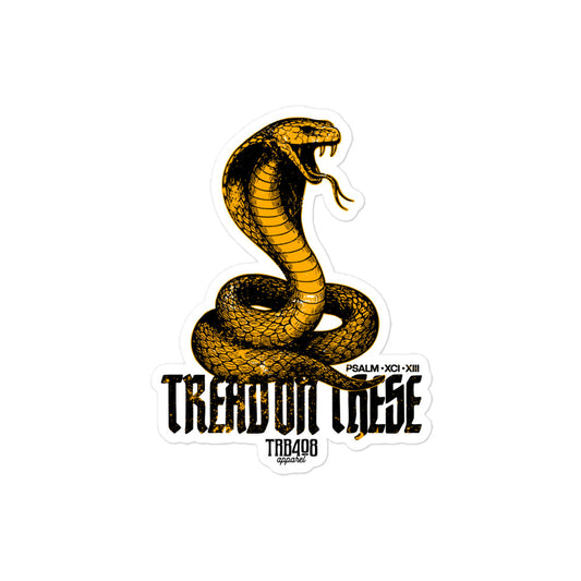 The Tread On These (COBRA) Sticker, Front, Christian Apparel
