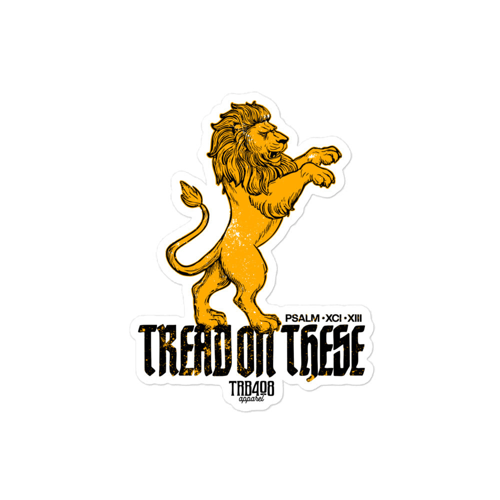 The Tread On These (LION) Sticker, Front, Christian Apparel