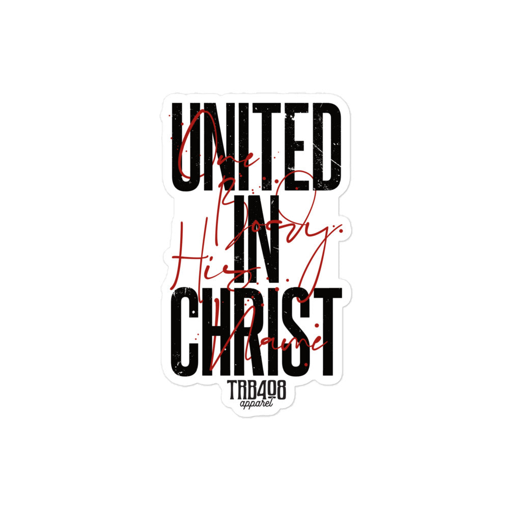 United In Christ Sticker, Front, Christian Apparel