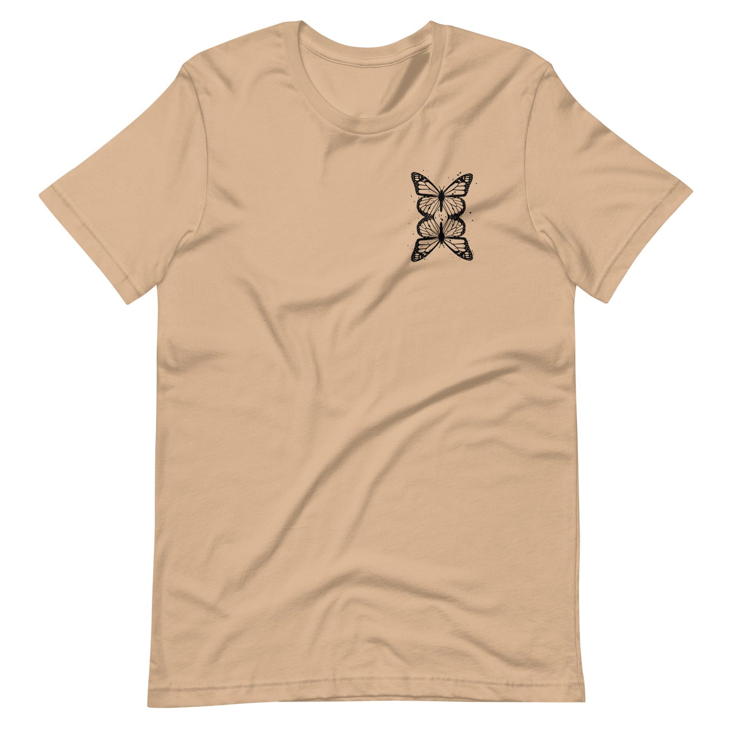 Tan short sleeve Butterfly Tee, Front, Christian Apparel
