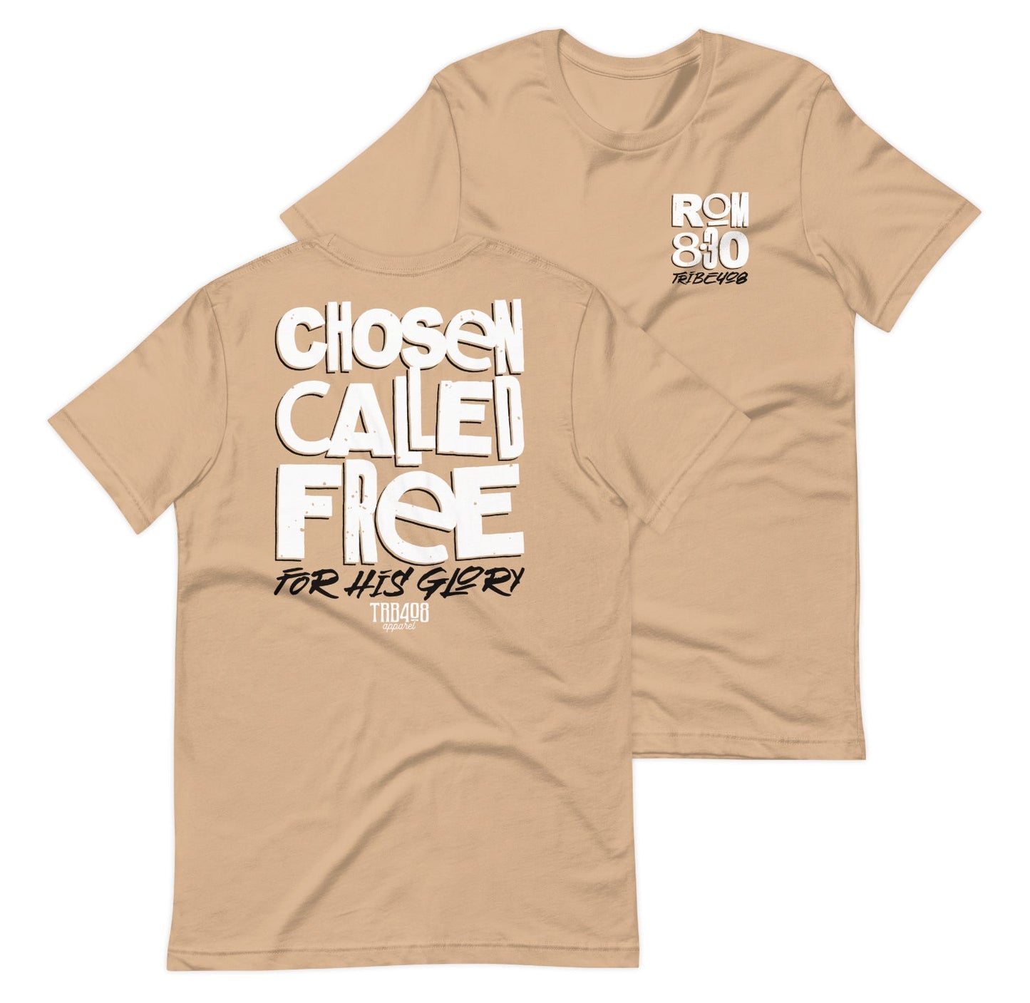 Tan short sleeve CCFG Tee, Front and Back, Christian Apparel