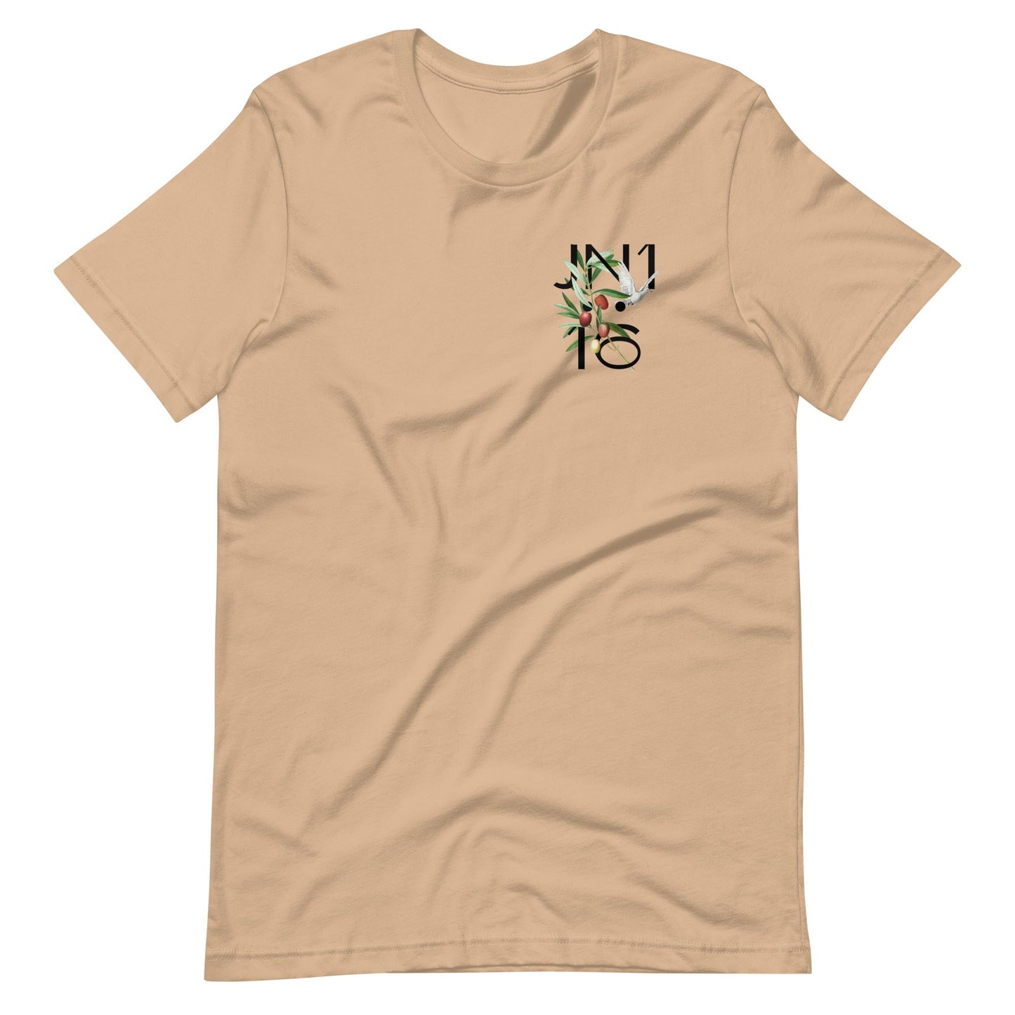 Tan short sleeve Grace Upon Grace Tee, Front, Christian Apparel