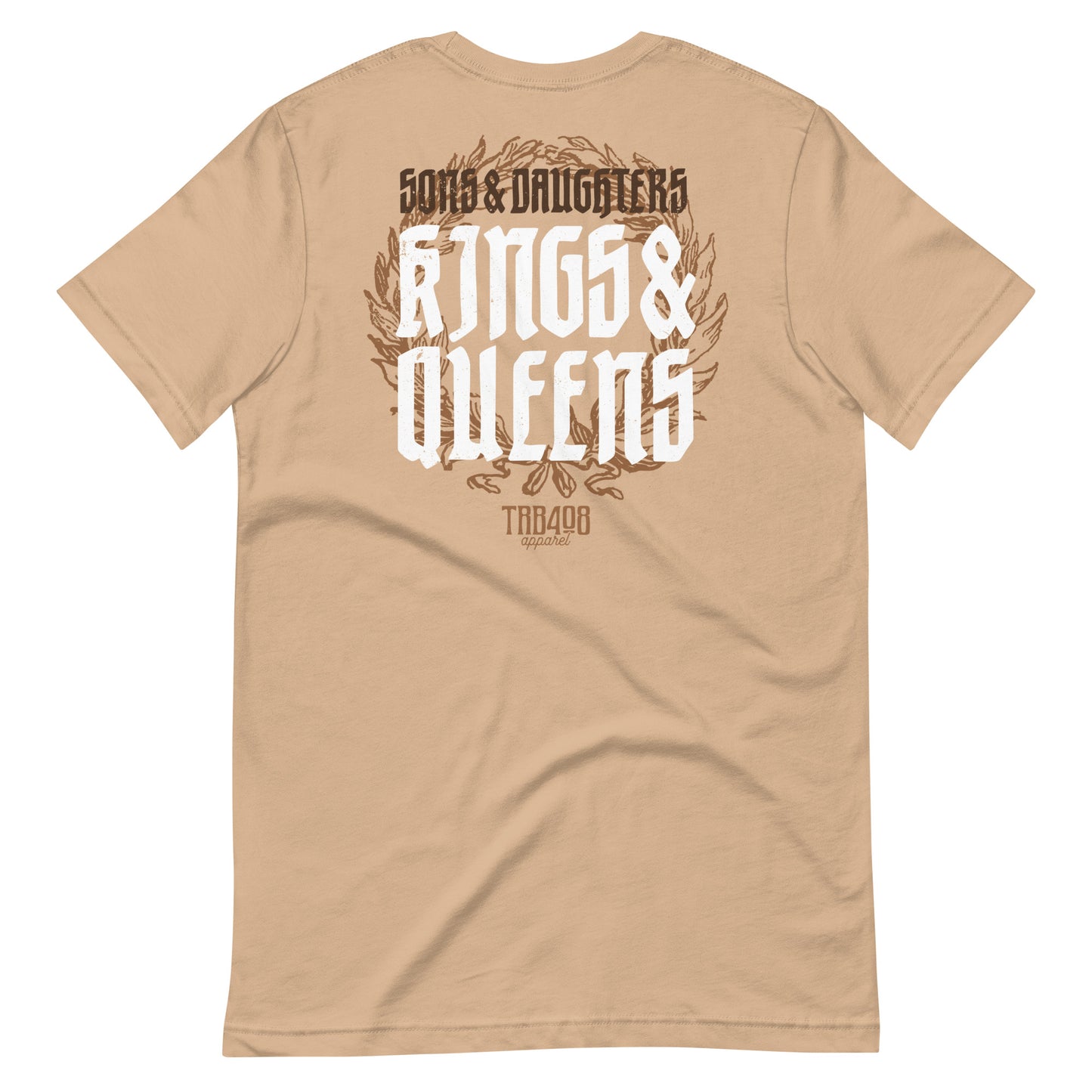 Tan short sleeve Heirs Tee, Back, Christian Apparel