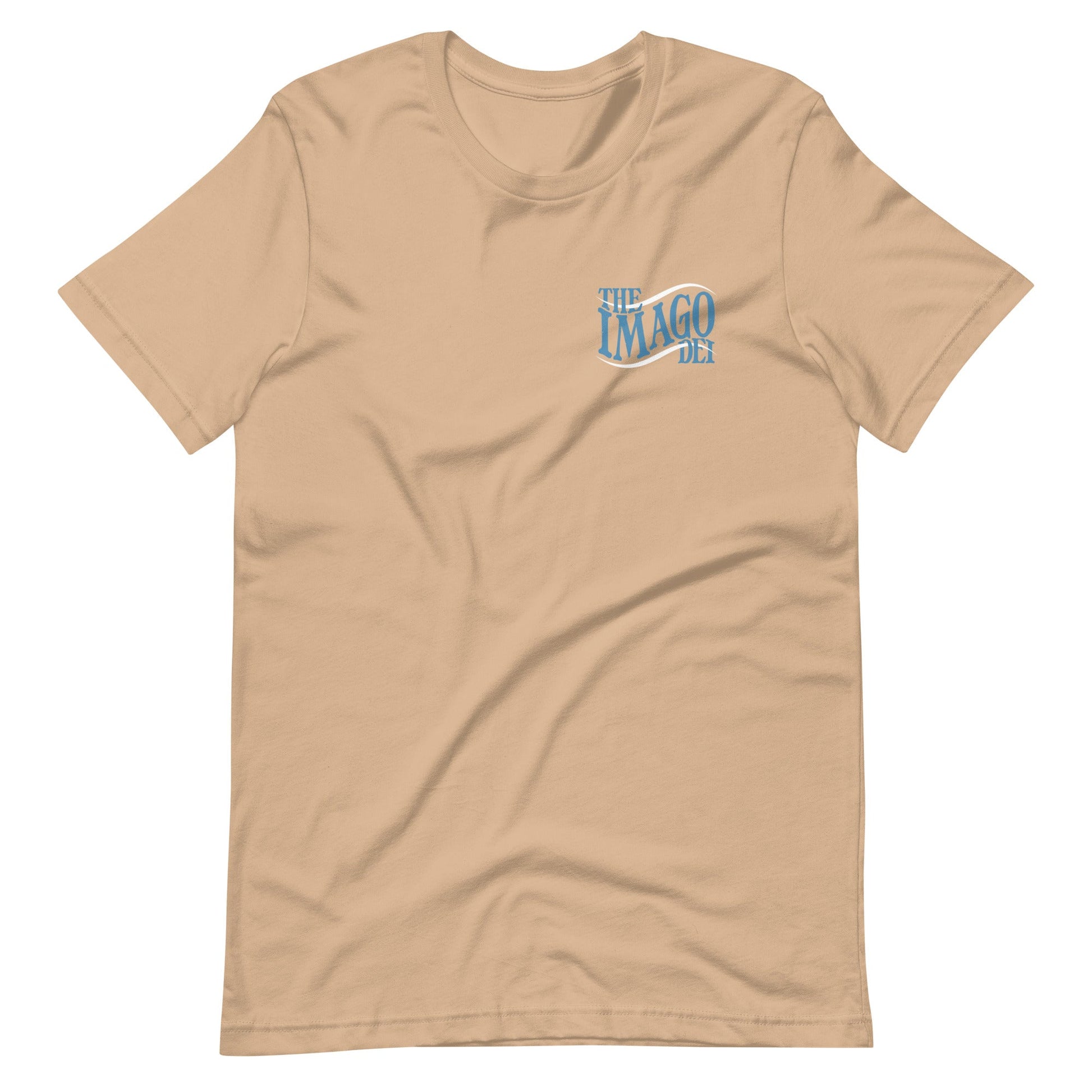 Tan short sleeve Imago Dei Tee, Front, Christian Apparel