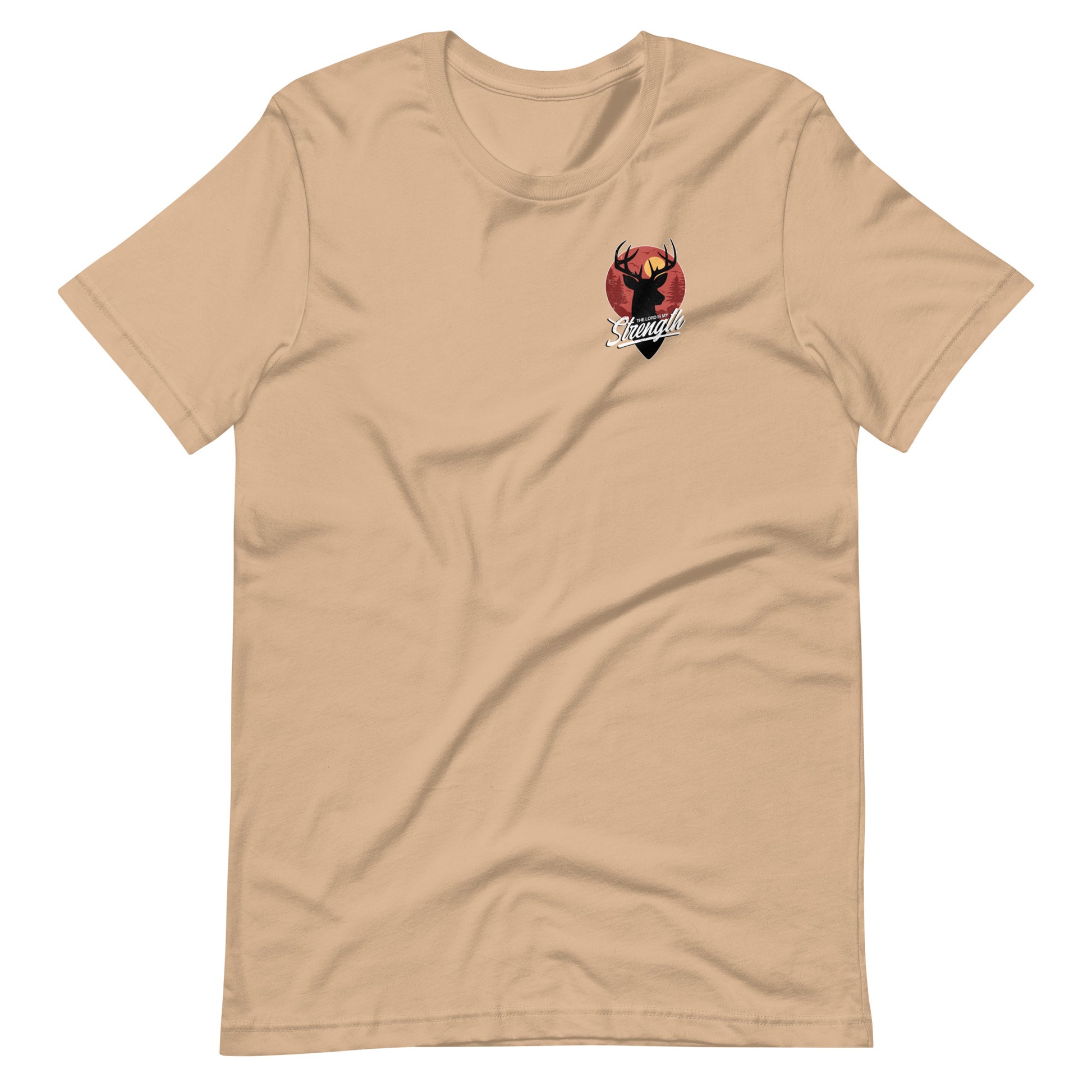 Tan short sleeve My Strength Tee, Front, Christian Apparel
