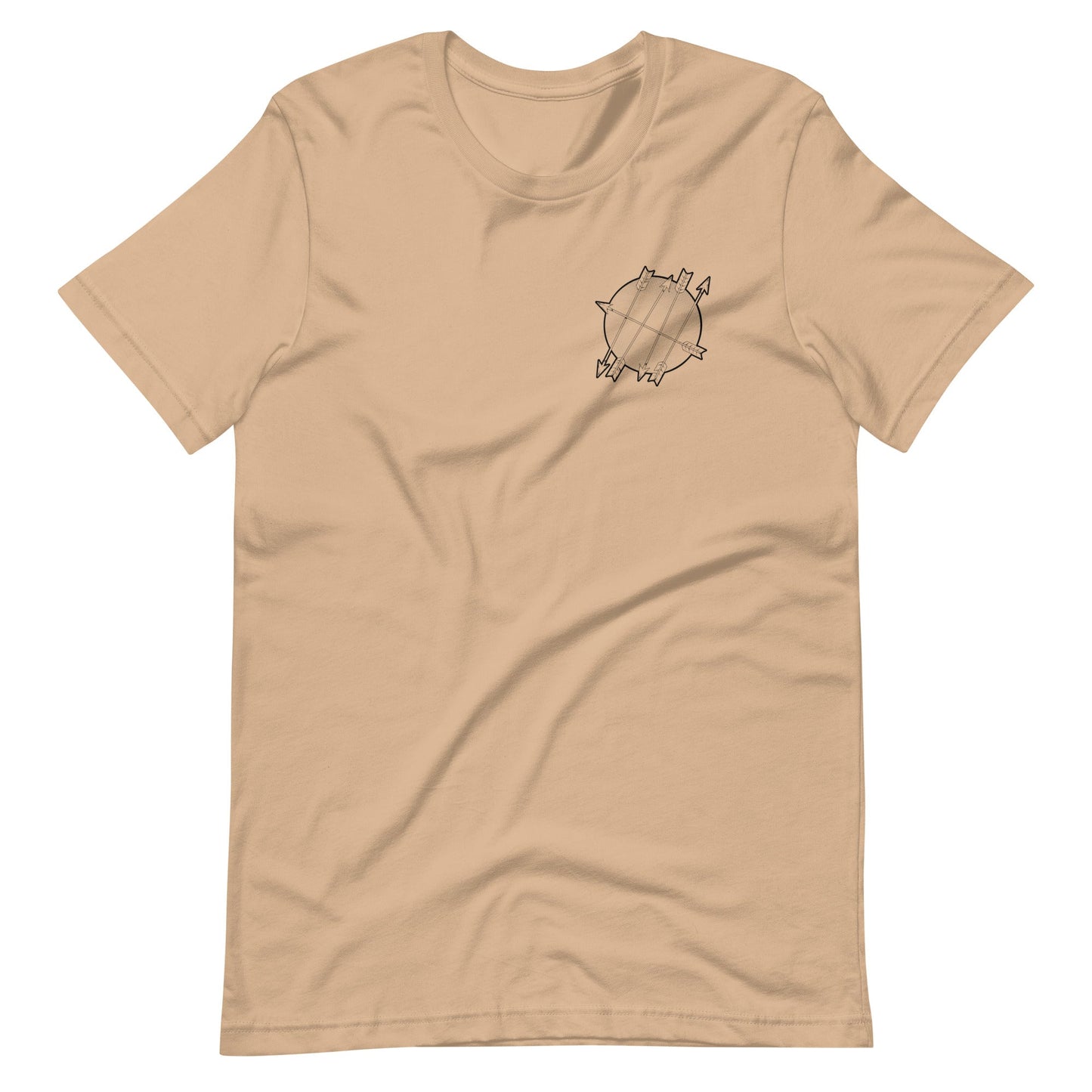 Tan short sleeve Never Settle Tee, Front, Christian Apparel