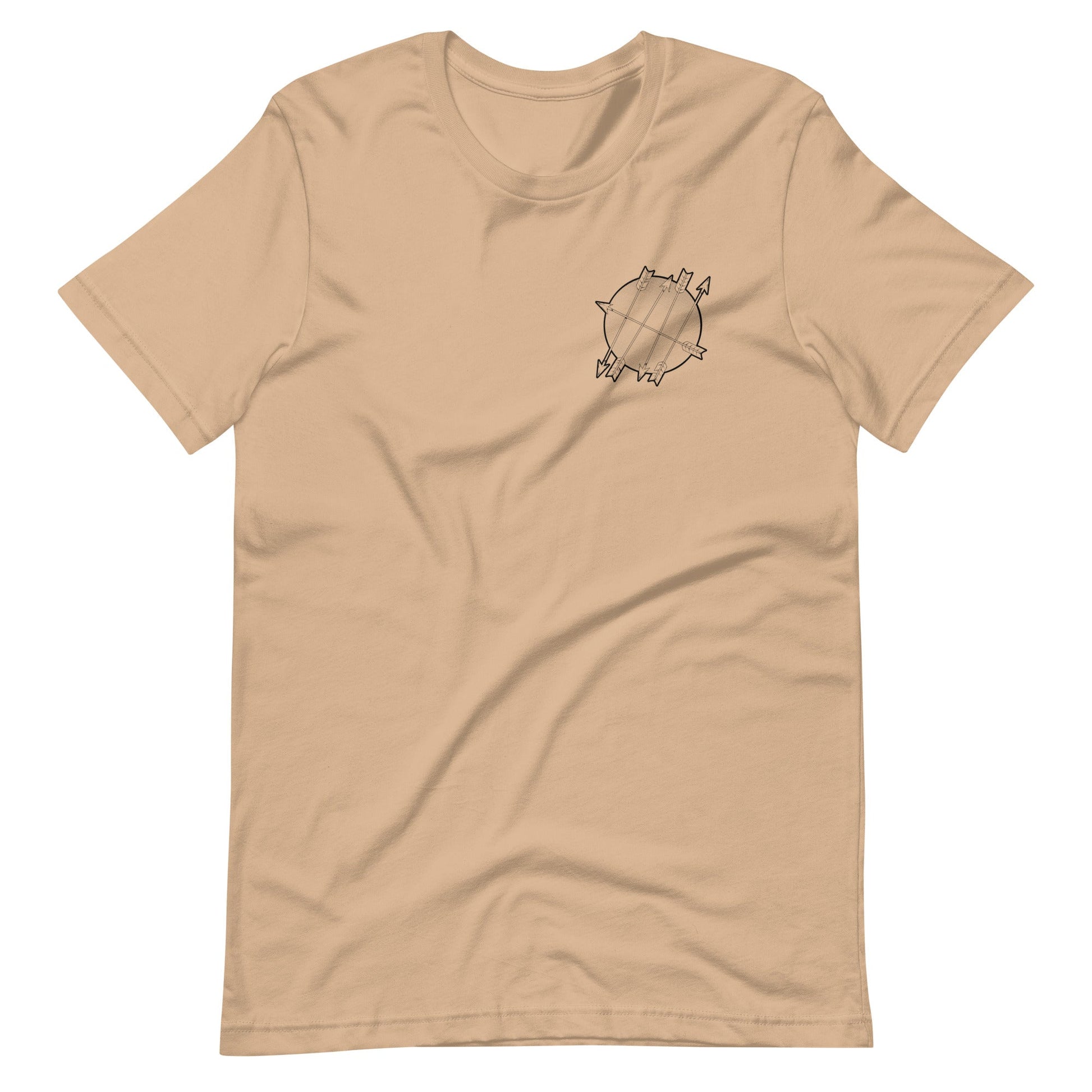 Tan short sleeve Never Settle Tee, Front, Christian Apparel