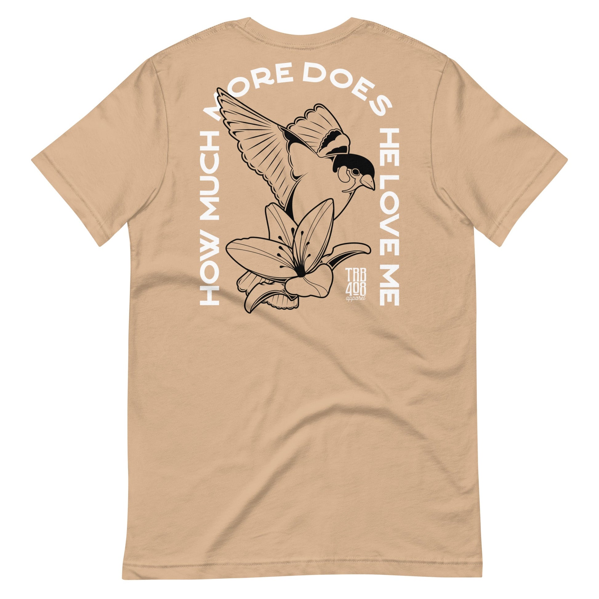 Tan short sleeve Sparrow And Lily Tee, Back, Christian Apparel
