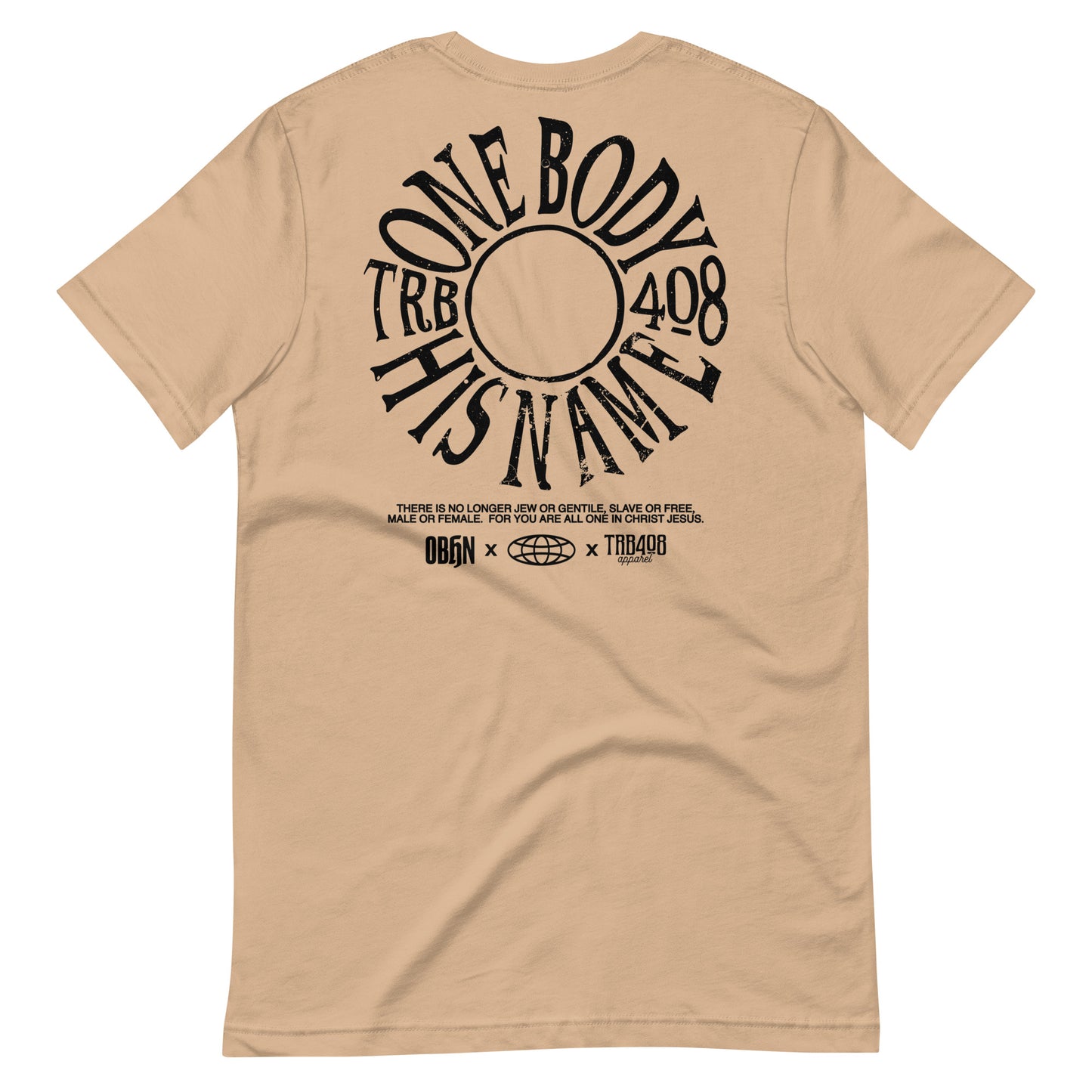 Tan short sleeve The TRIBE Tee, Back, Christian Apparel