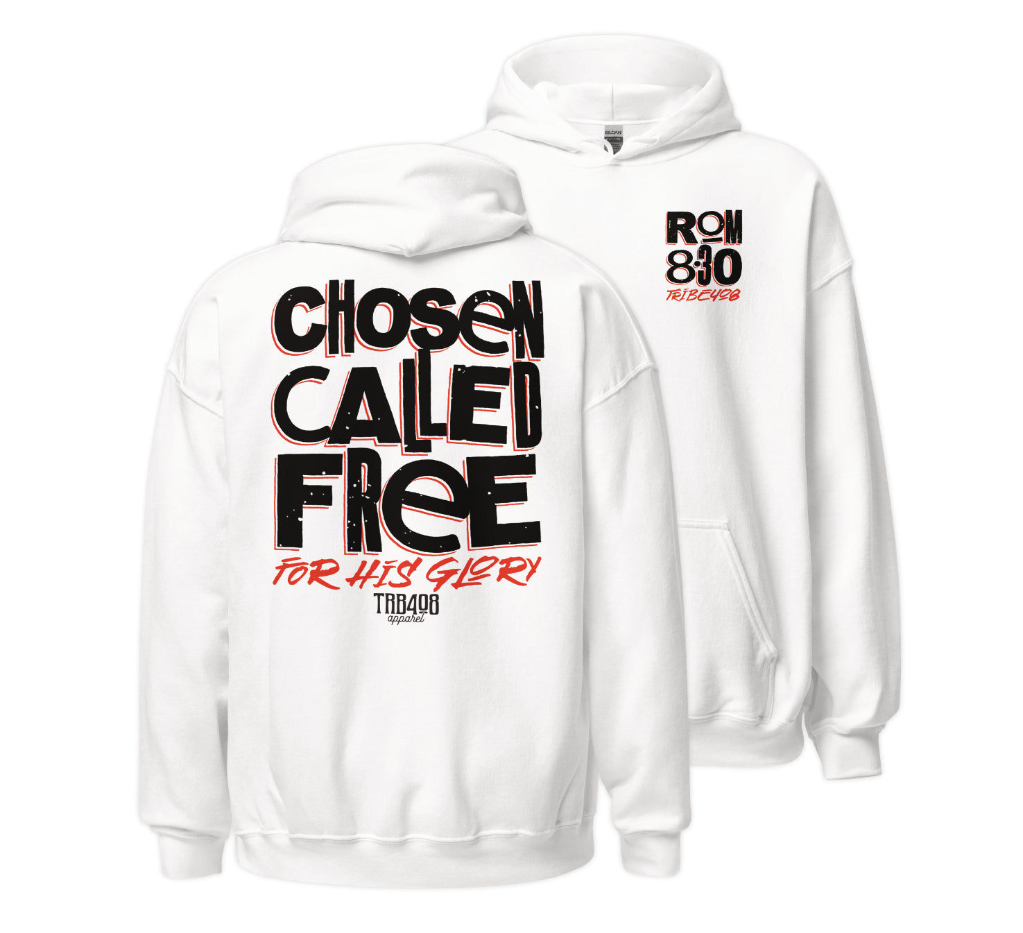 White CCFG Hoodie, Front and Back, Christian Apparel