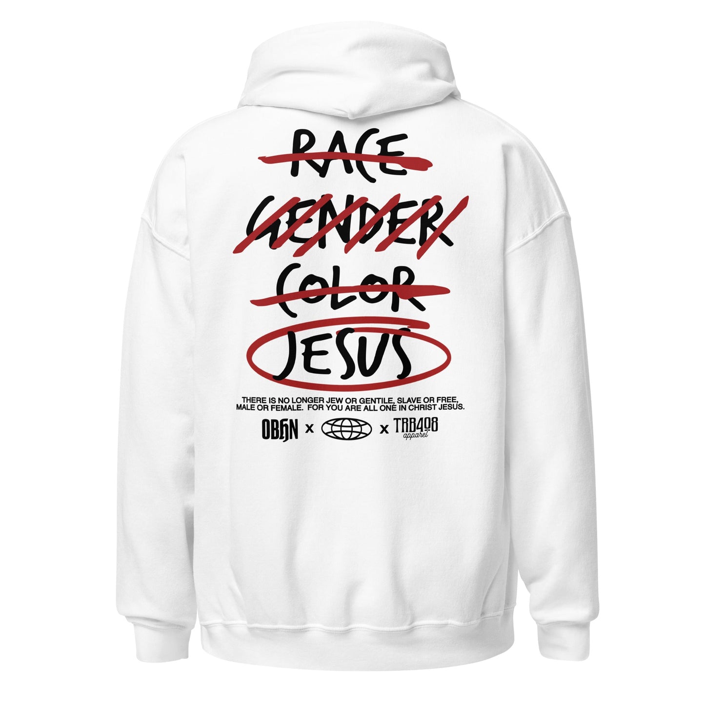 White G328 Cross-Out Hoodie, Back, Christian Apparel