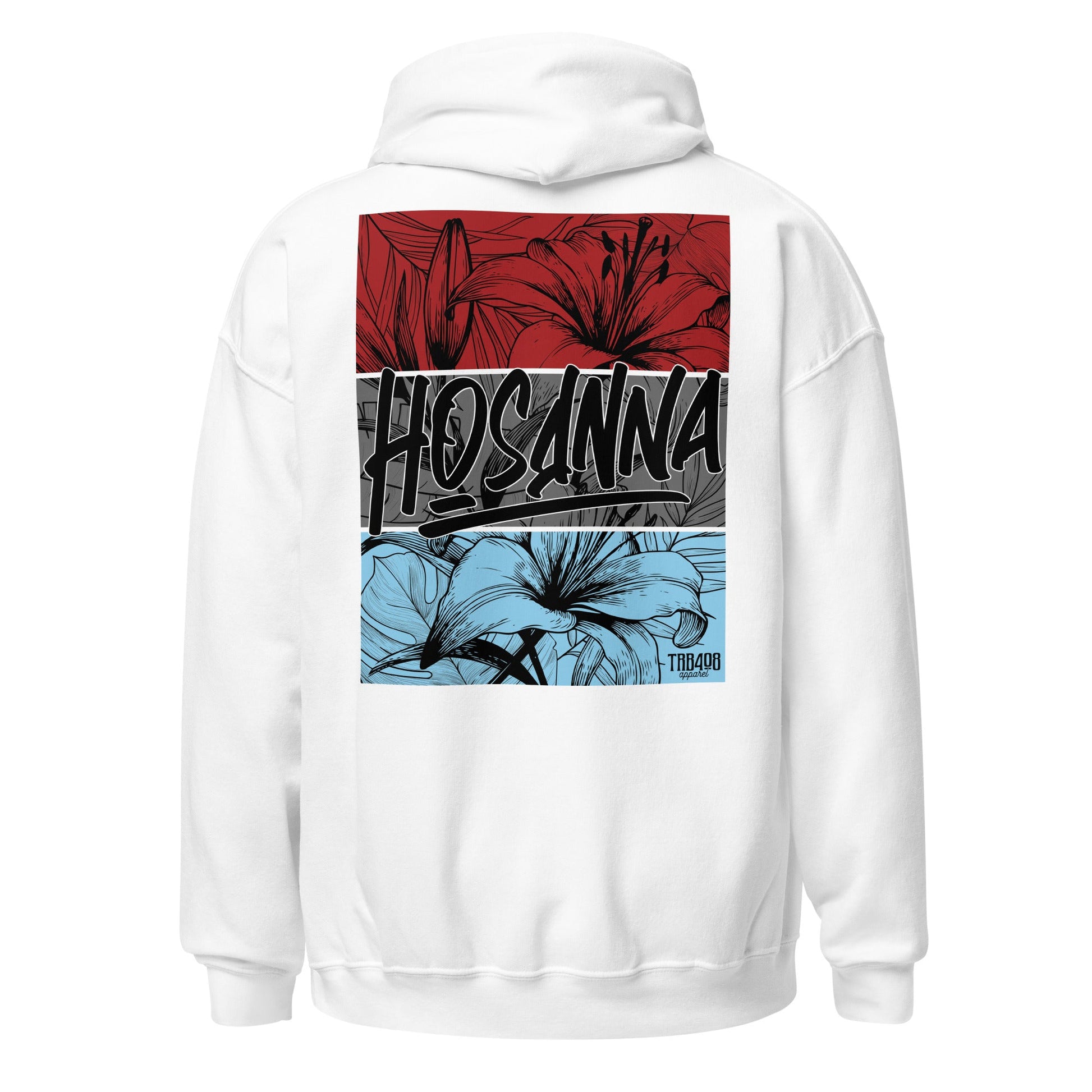 White Hosanna Hoodie, Back, Christian Apparel