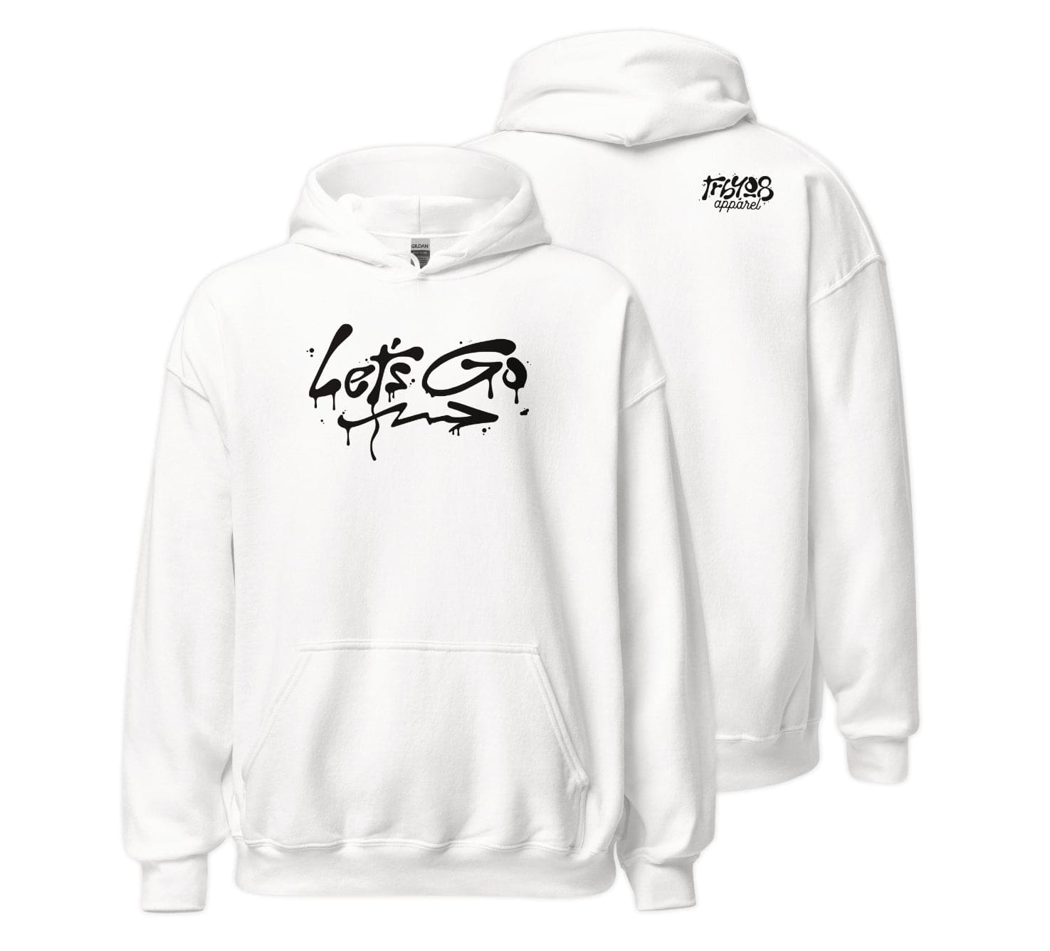 White Let's Go Hoodie, Front and Back, Christian Apparel