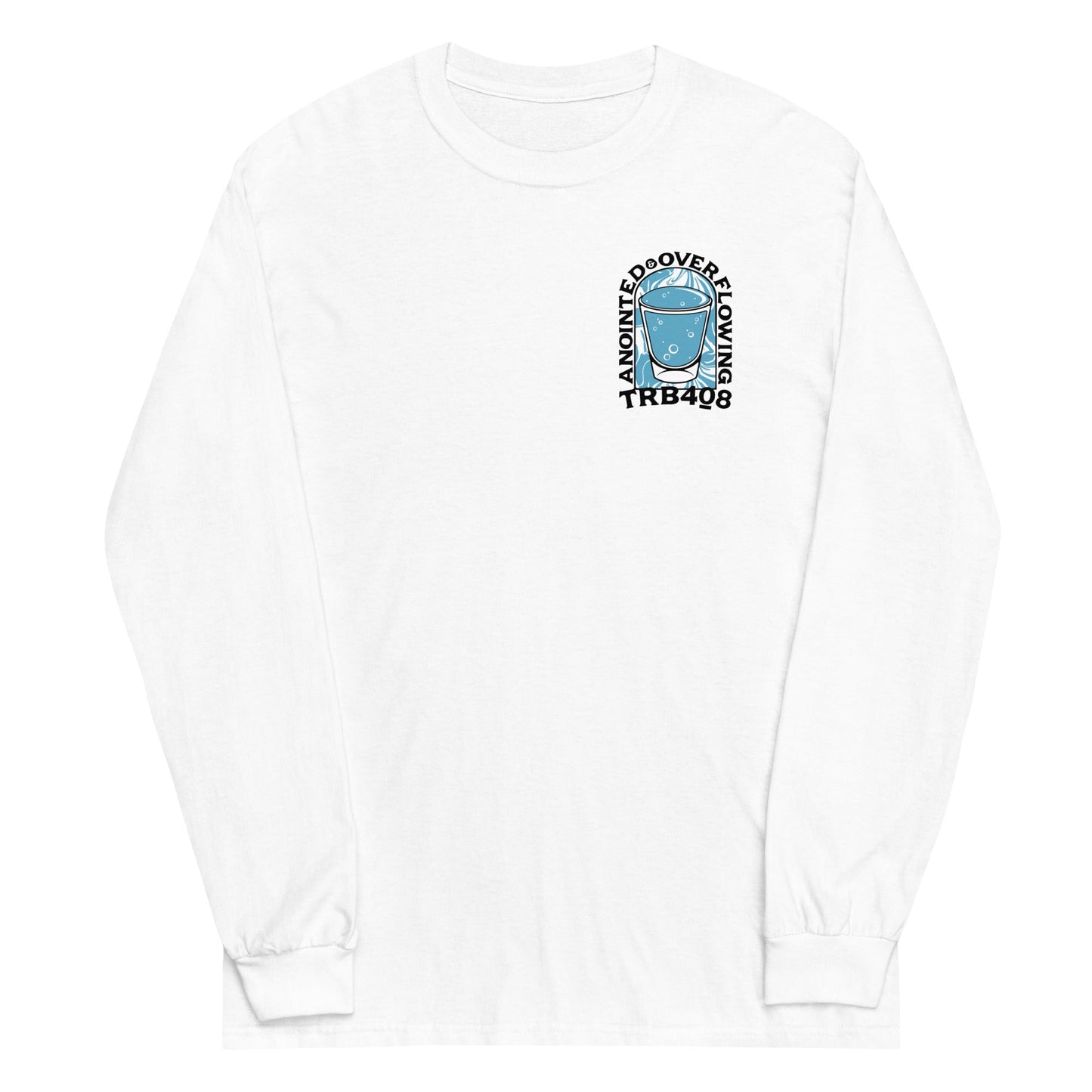 White long sleeve A&O Tee, Front, Christian Apparel