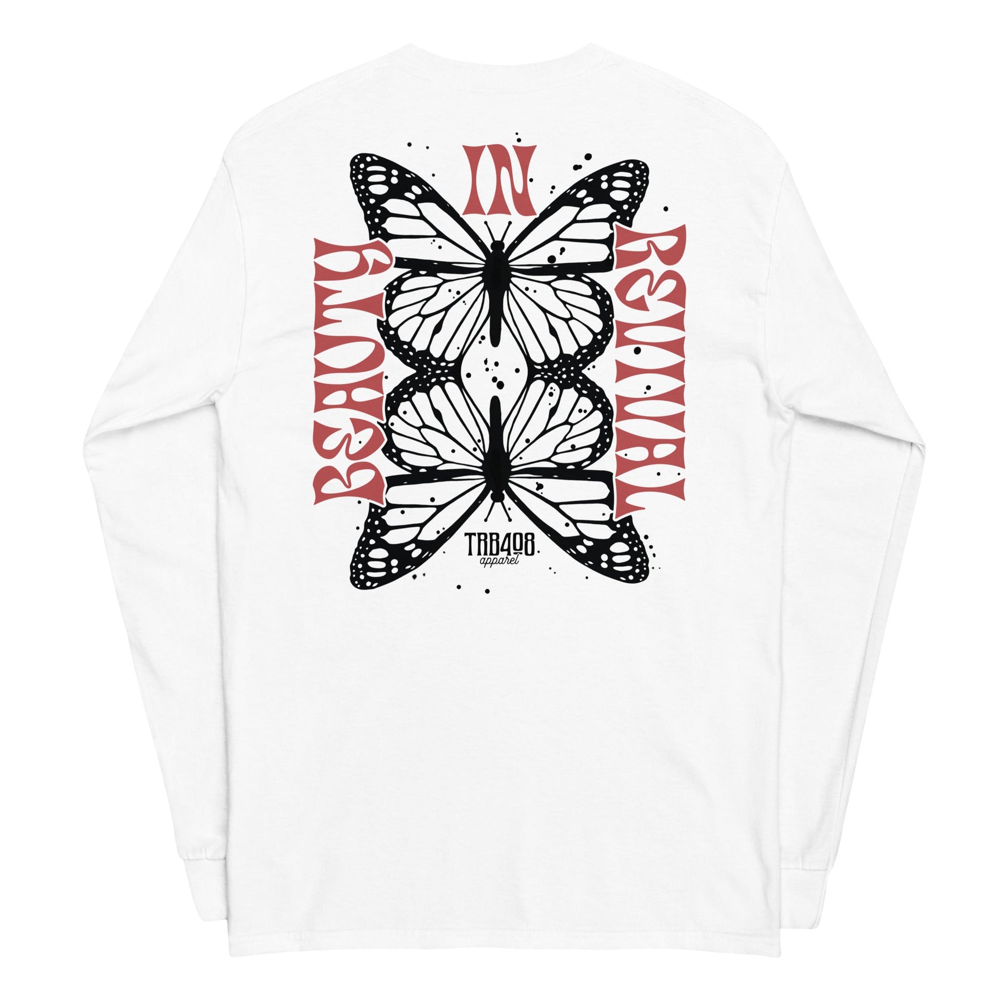 White long sleeve Butterfly Tee, Back, Christian Apparel