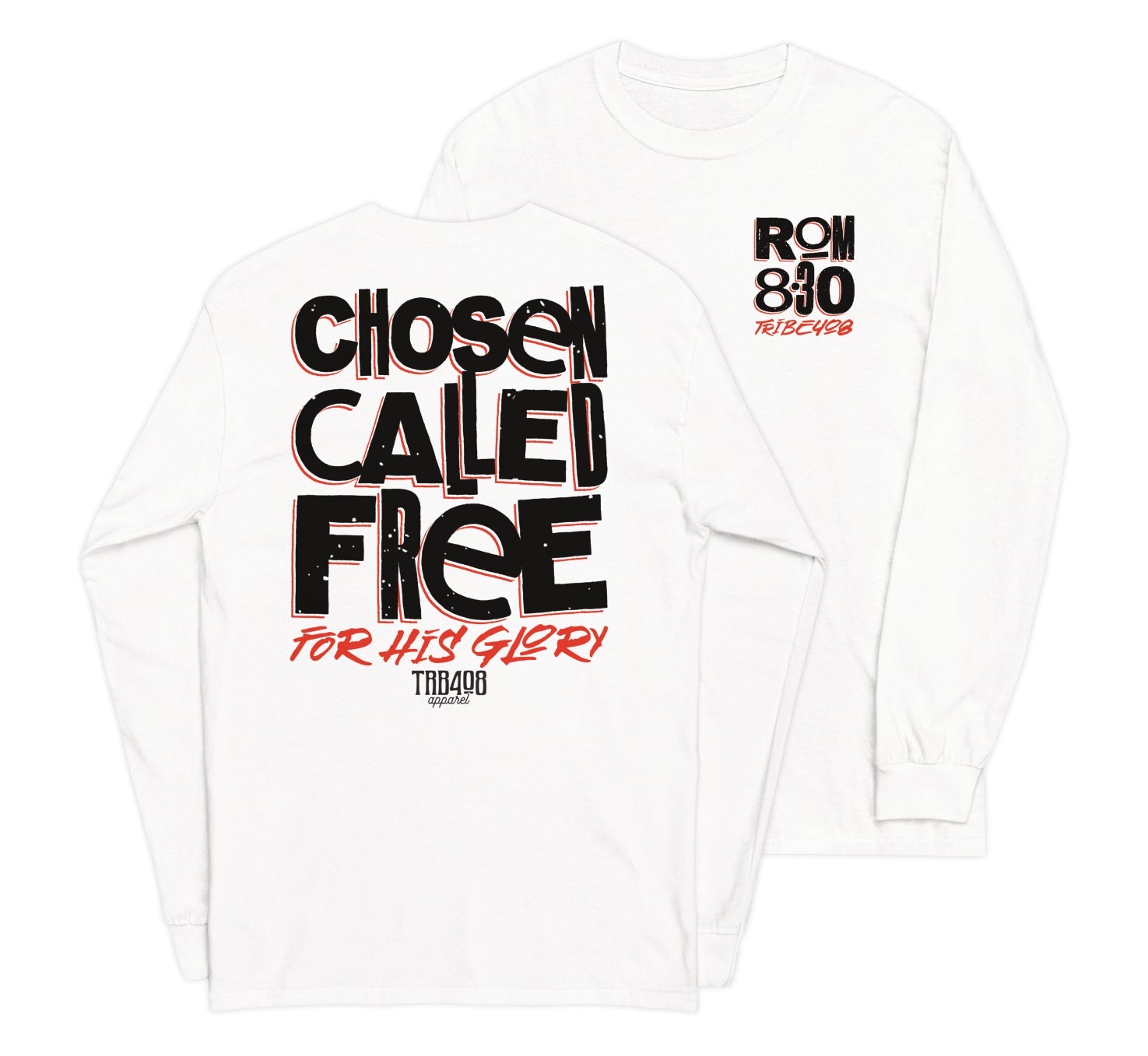 White long sleeve CCFG Tee, Front and Back, Christian Apparel