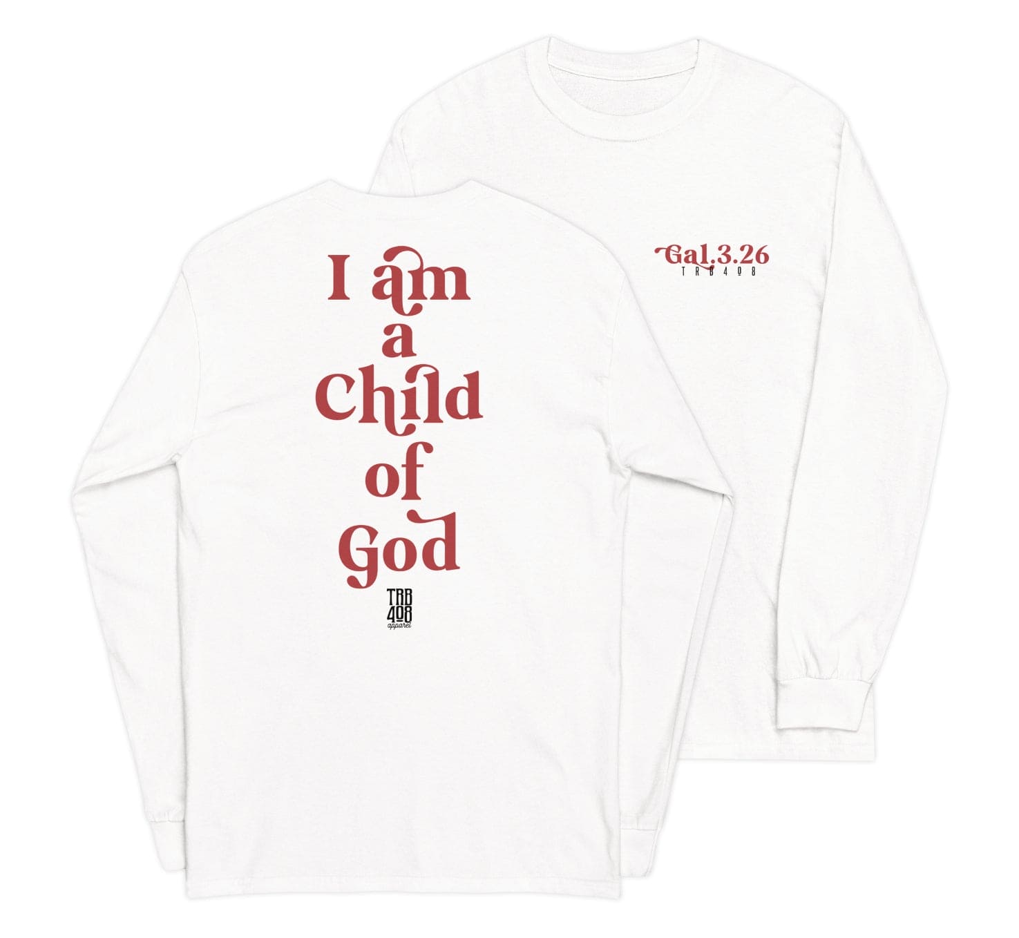 White long sleeve Child Of God Tee, Front and Back, Christian Apparel