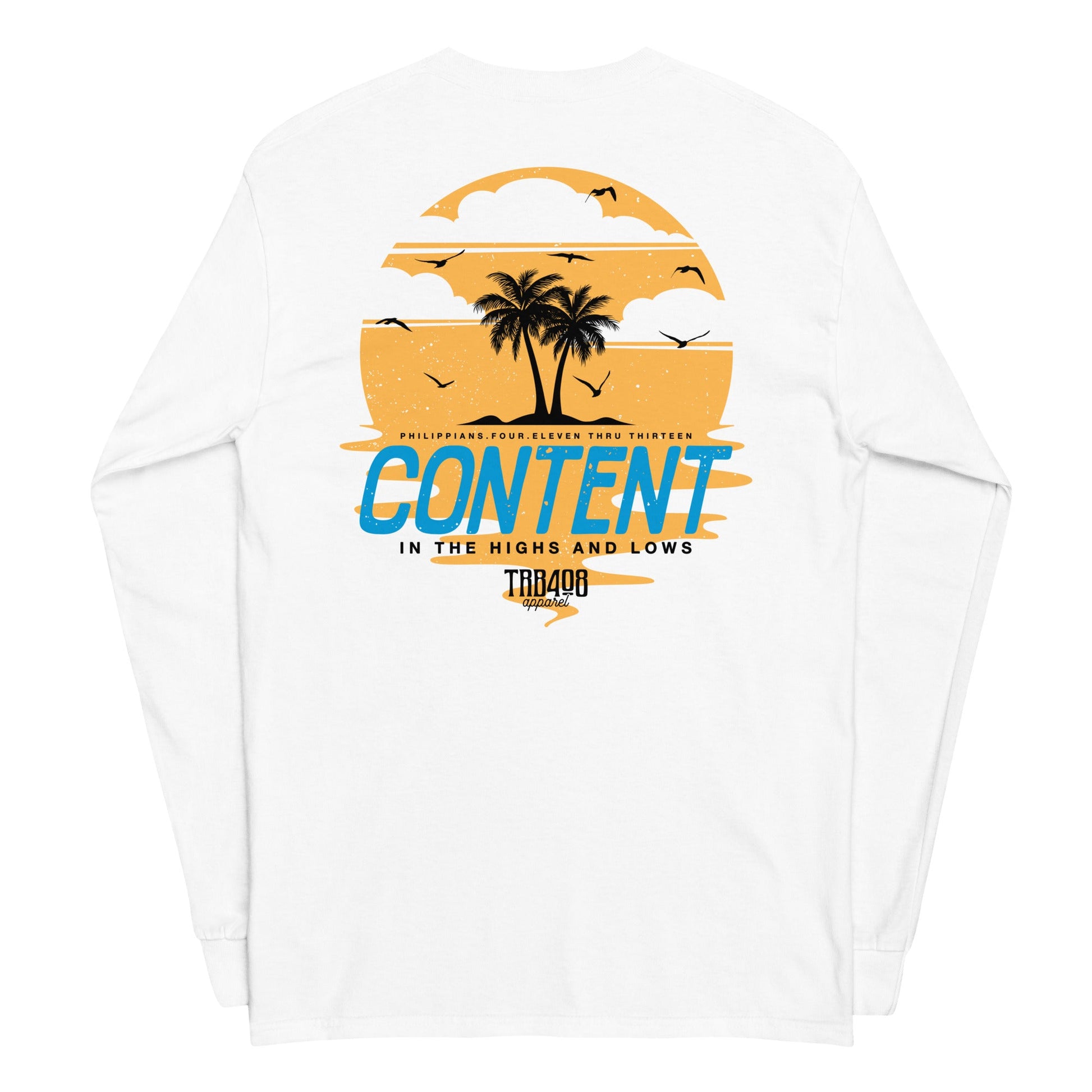 White long sleeve Content Tee, Back, Christian Apparel