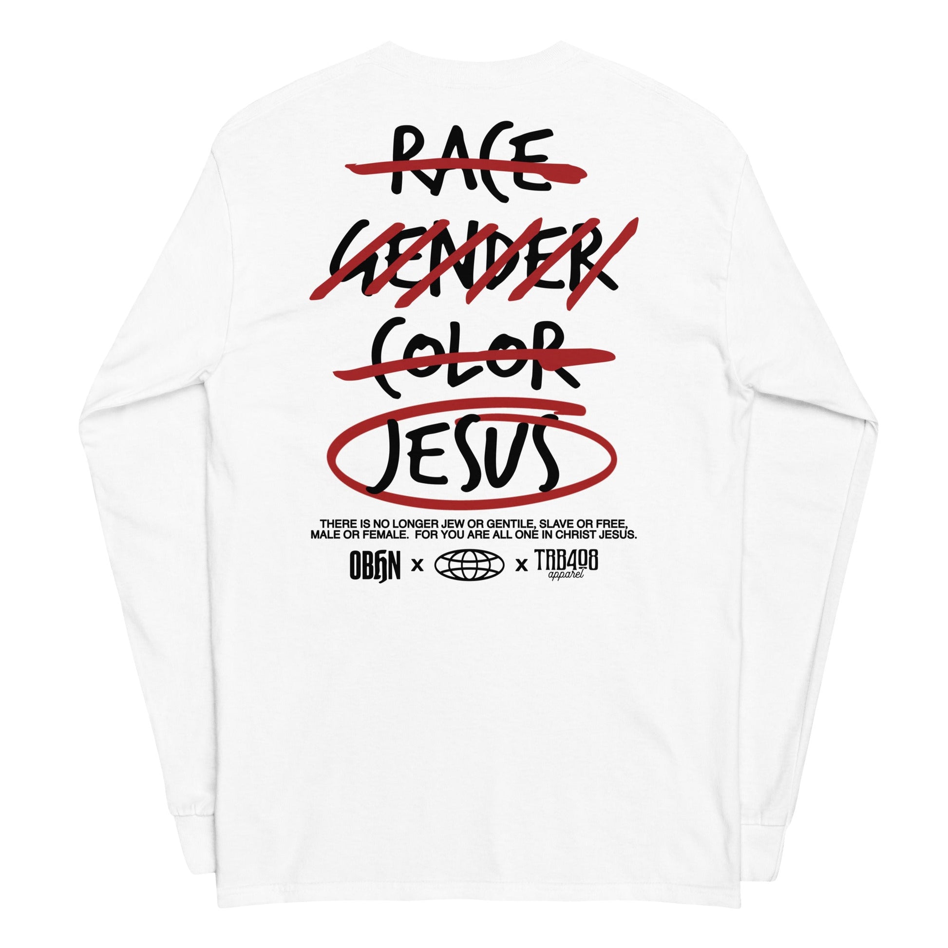 White long sleeve G328 Cross-Out Tee, Back, Christian Apparel