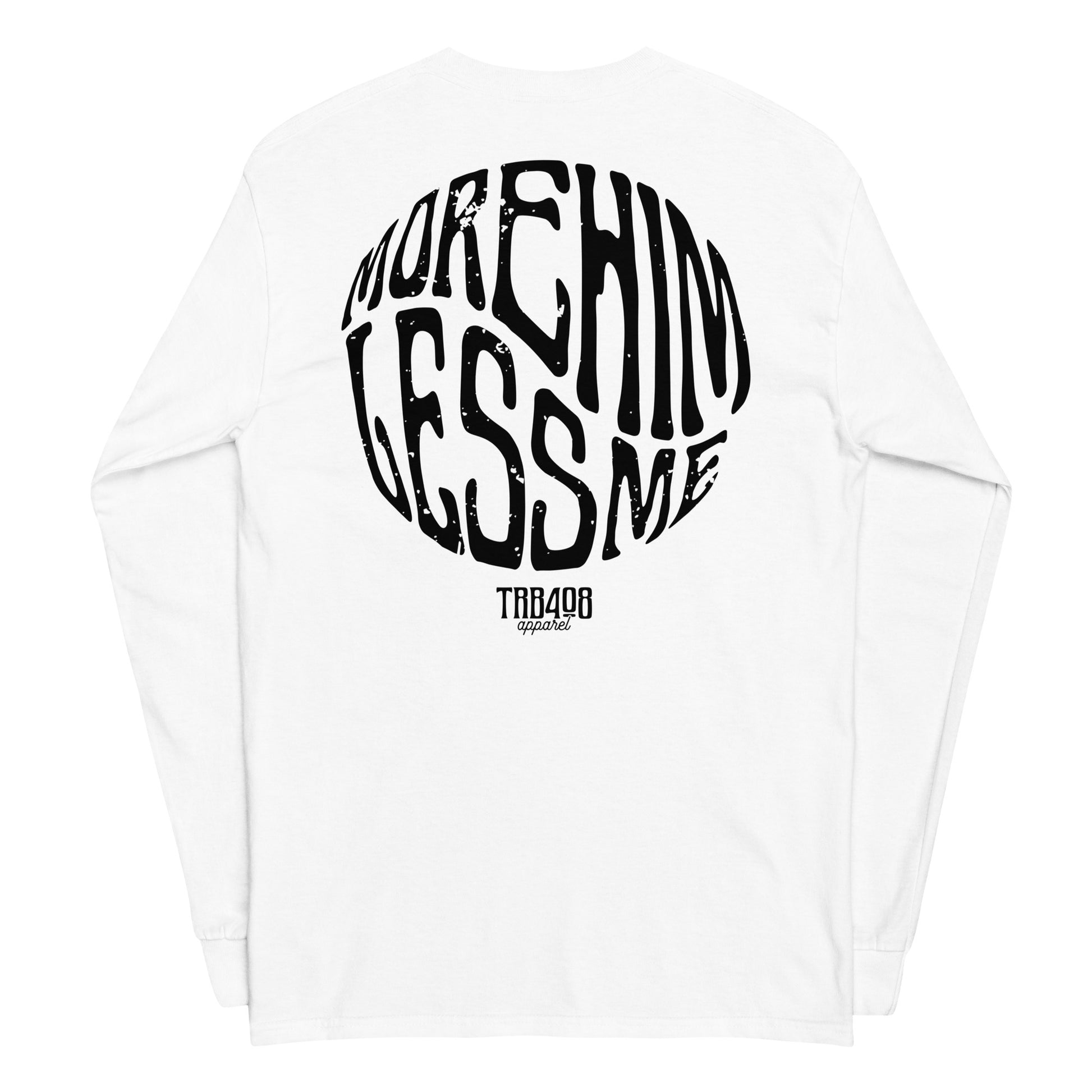 White long sleeve He Is Greater Tee, Back, Christian Apparel