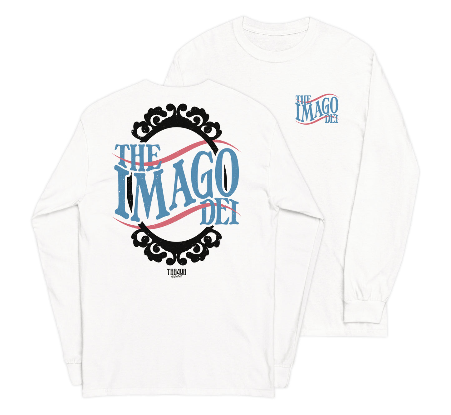 White long sleeve The Imago Dei Tee, Front and Back, Christian Apparel